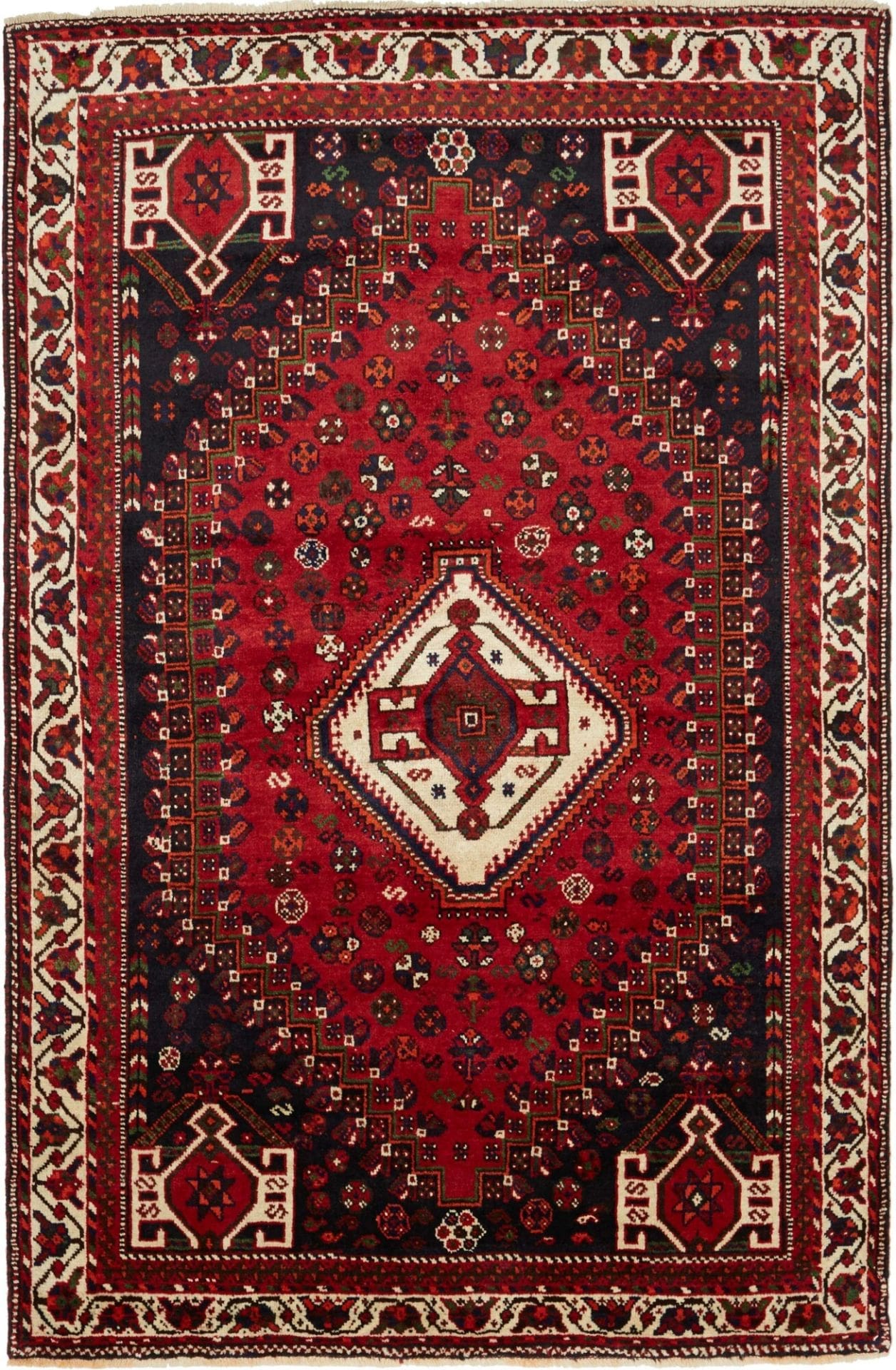 Shiraz Teppich 163 x 250cm, Wolle, geometrische Muster, handgeknüpft