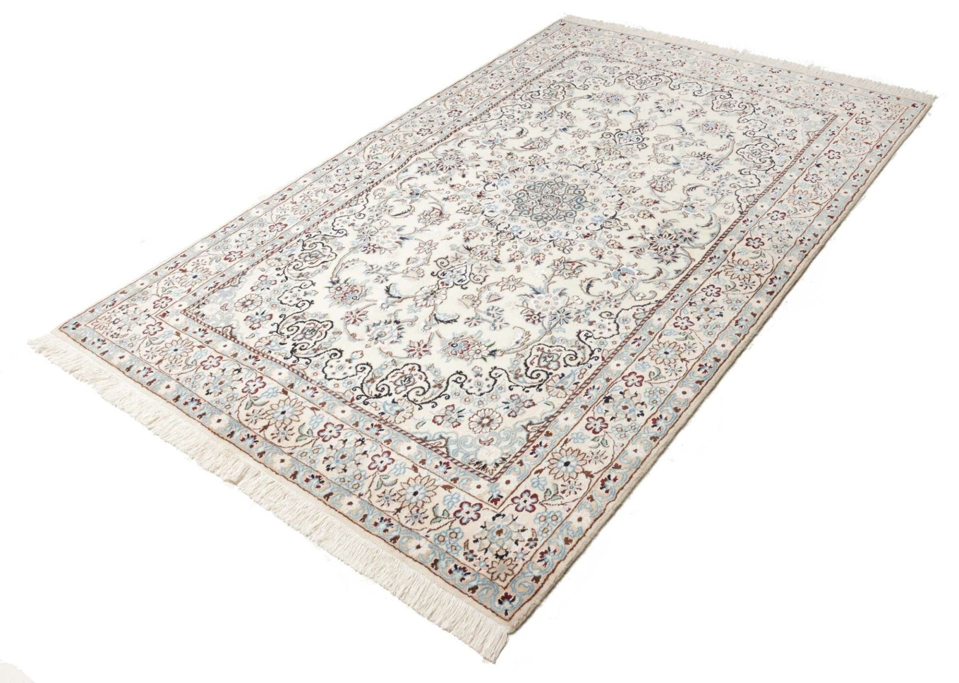 Nain Teppich 143 x 225cm, florales Muster, handgeknüpft, Perserteppich