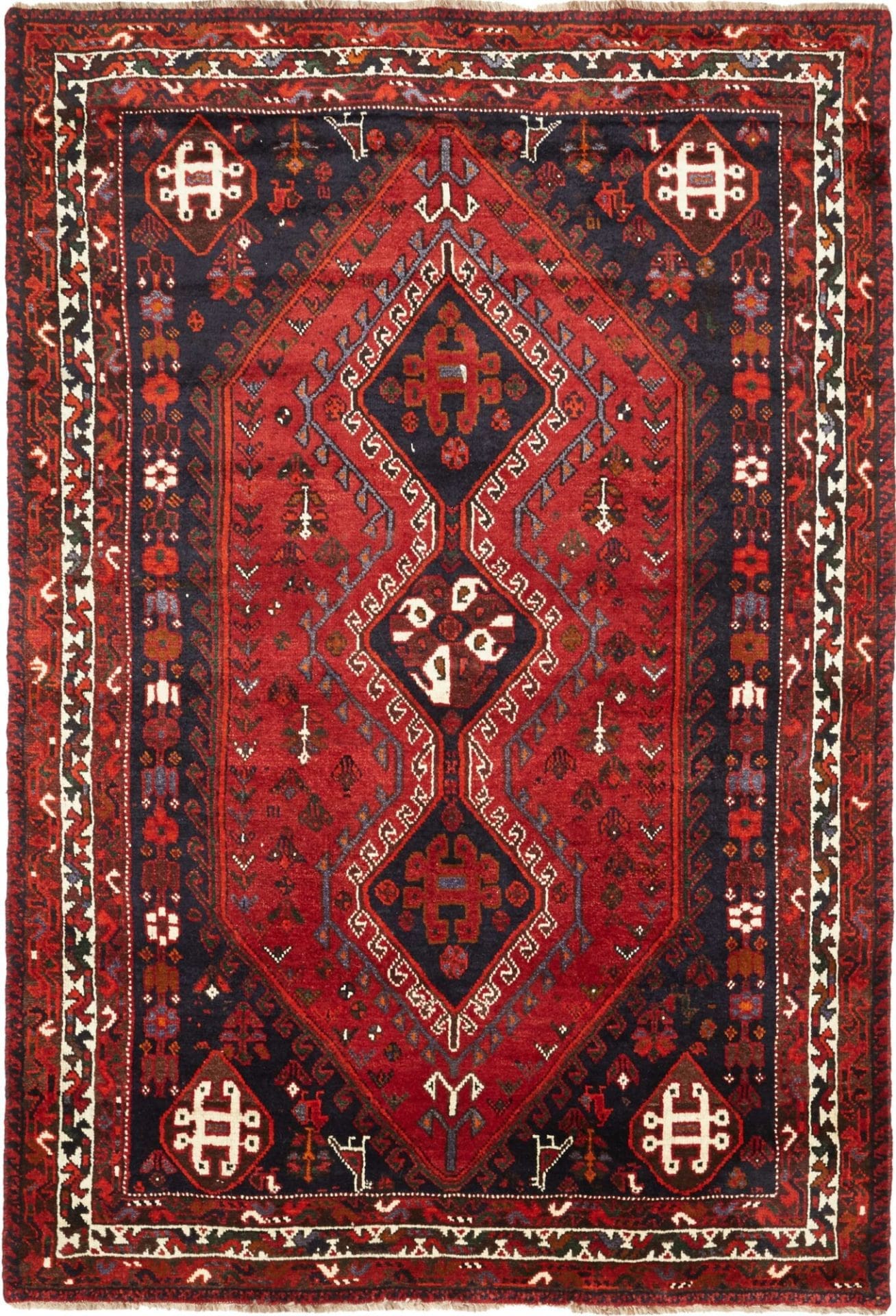 Shiraz Teppich 173 x 250cm, Wolle, geometrische Muster, handgeknüpft