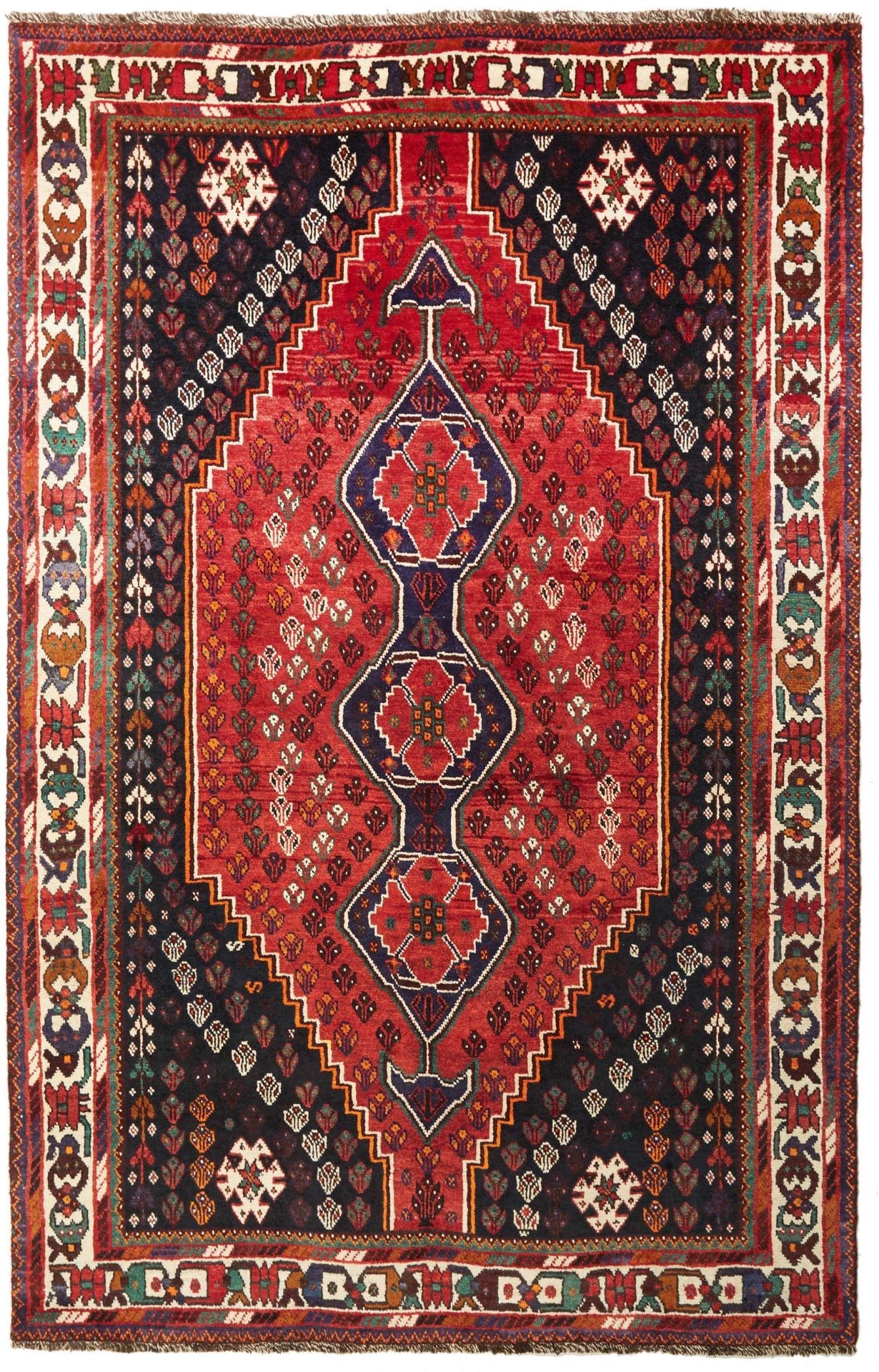 Shiraz Teppich 163 x 248cm aus Schurwolle, handgeknüpft, Perserteppich
