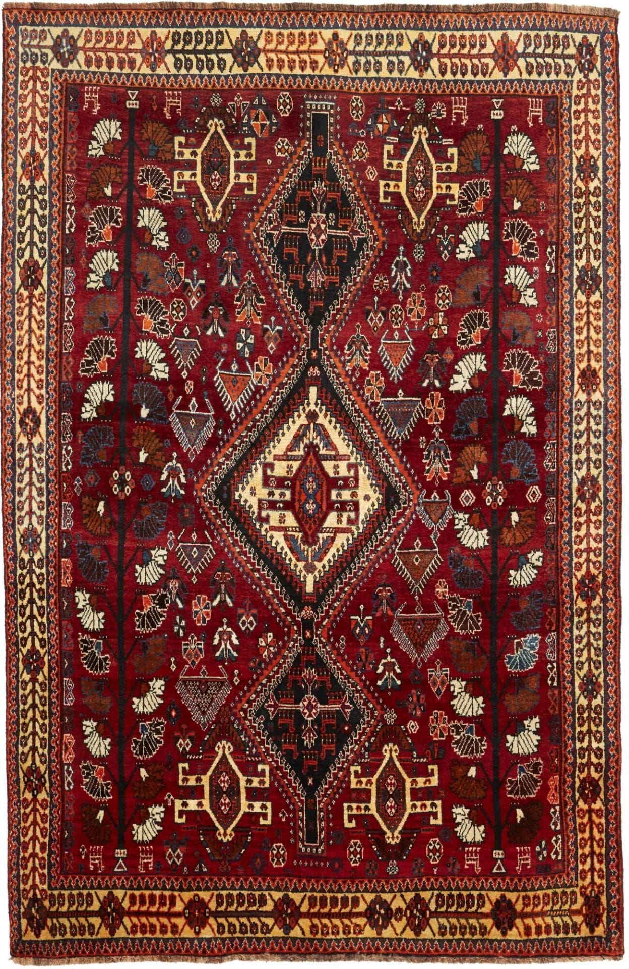 Gashghai Teppich 163 x 240cm, handgeknüpft, aus Schurwolle, bunt