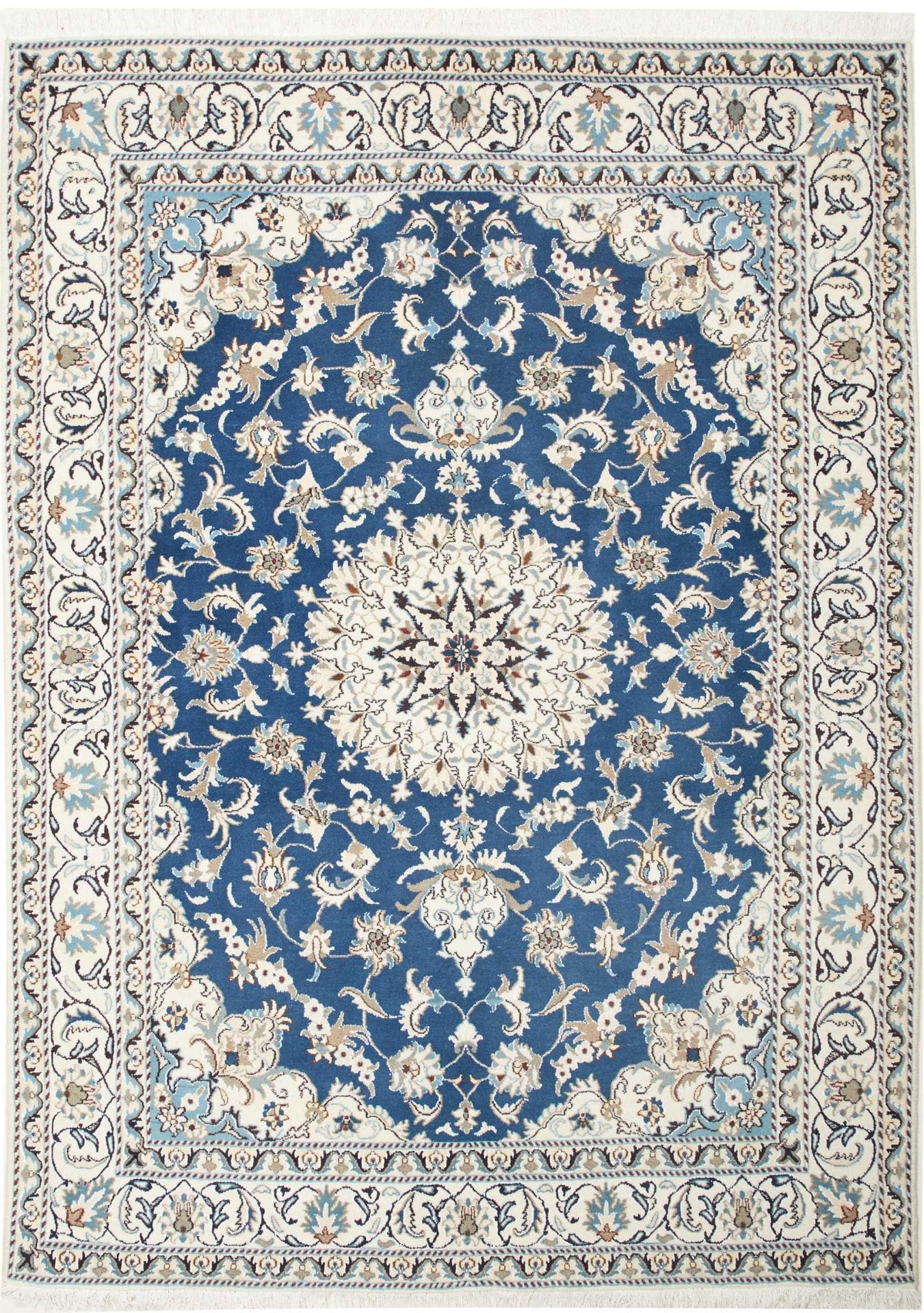 Nain Teppich 168 x 230 cm, florale Muster, Schurwolle, handgeknüpft