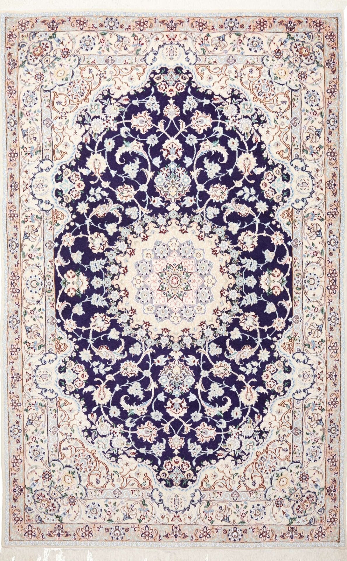 Nain Teppich 153 x 235 cm, florale Muster, handgeknüpft, Perserteppich
