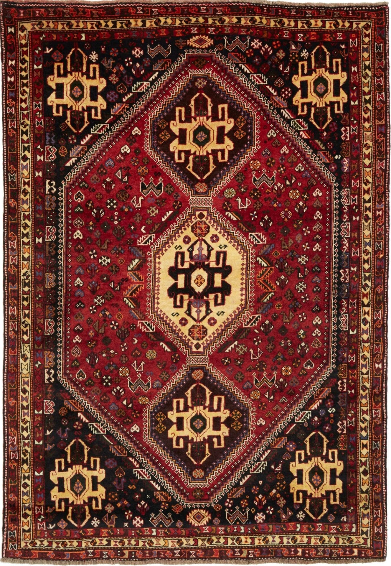 Shiraz Teppich 177 x 253 cm, handgeknüpft, Wolle auf Wolle, Perserteppich