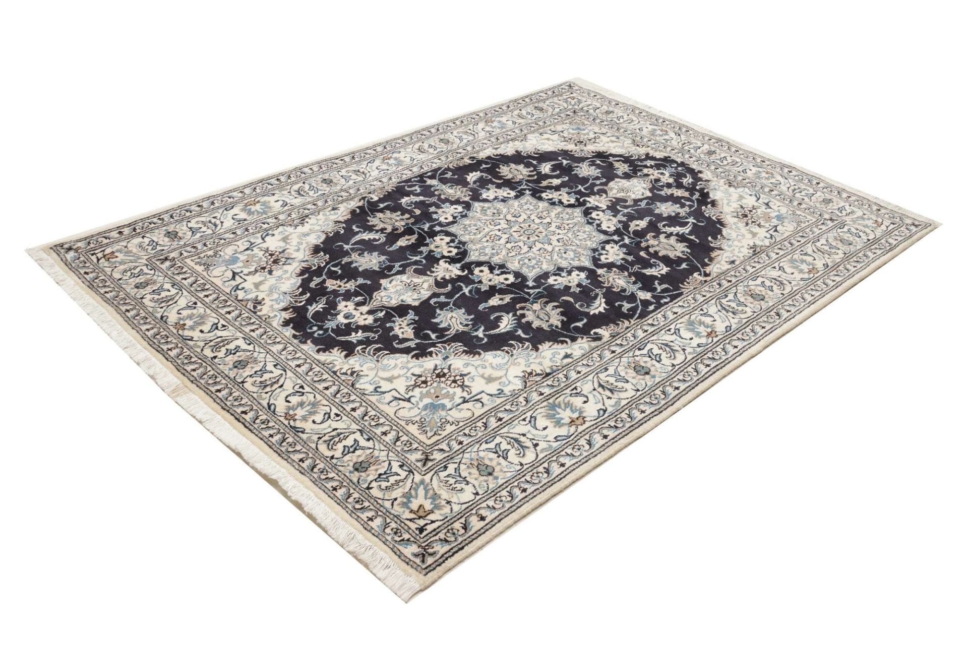 Nain Teppich 168 x 238 cm, florale Muster, handgeknüpft, Perserteppich