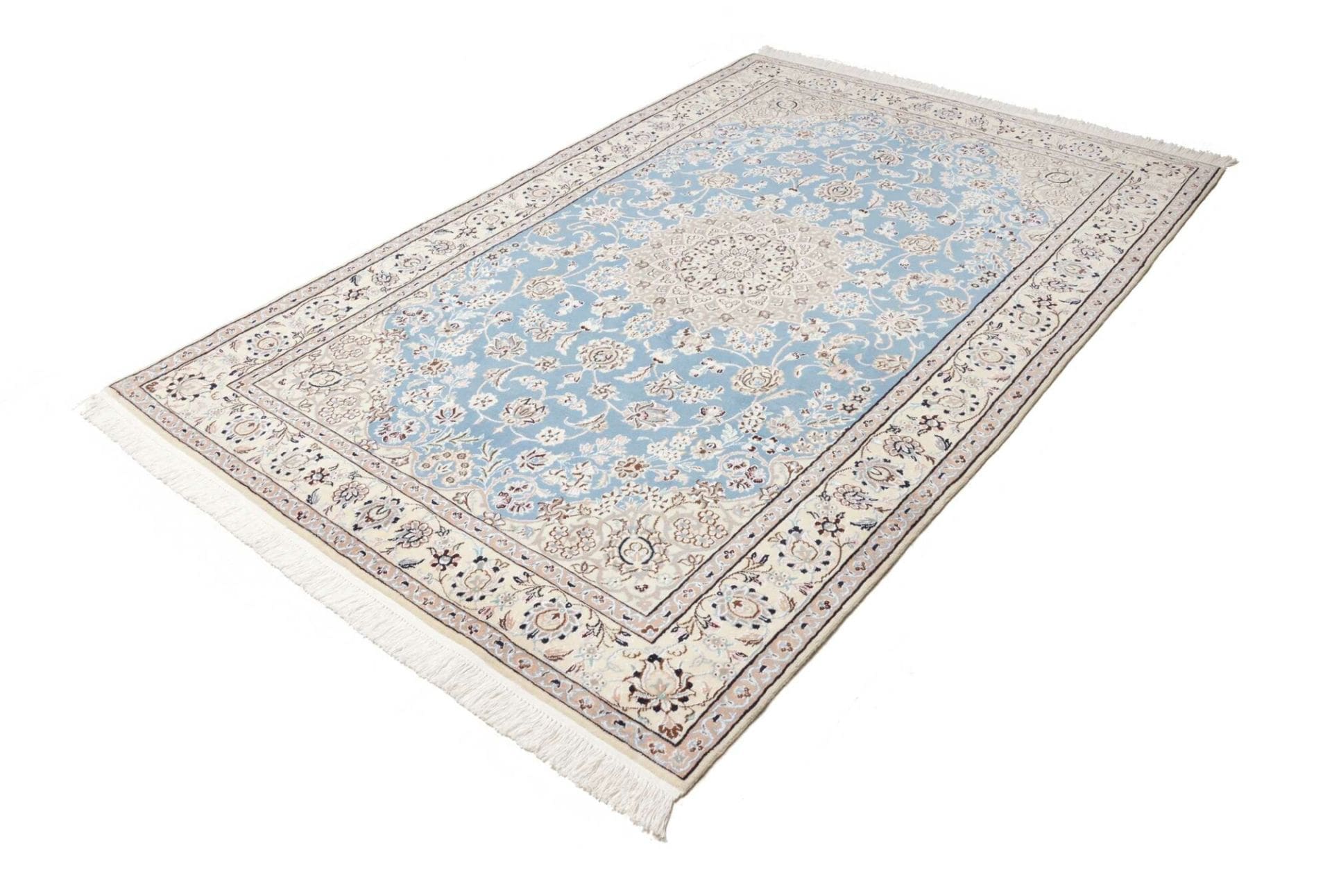 Nain Orientteppich 156 x 233 cm, florales Muster, handgeknüpft