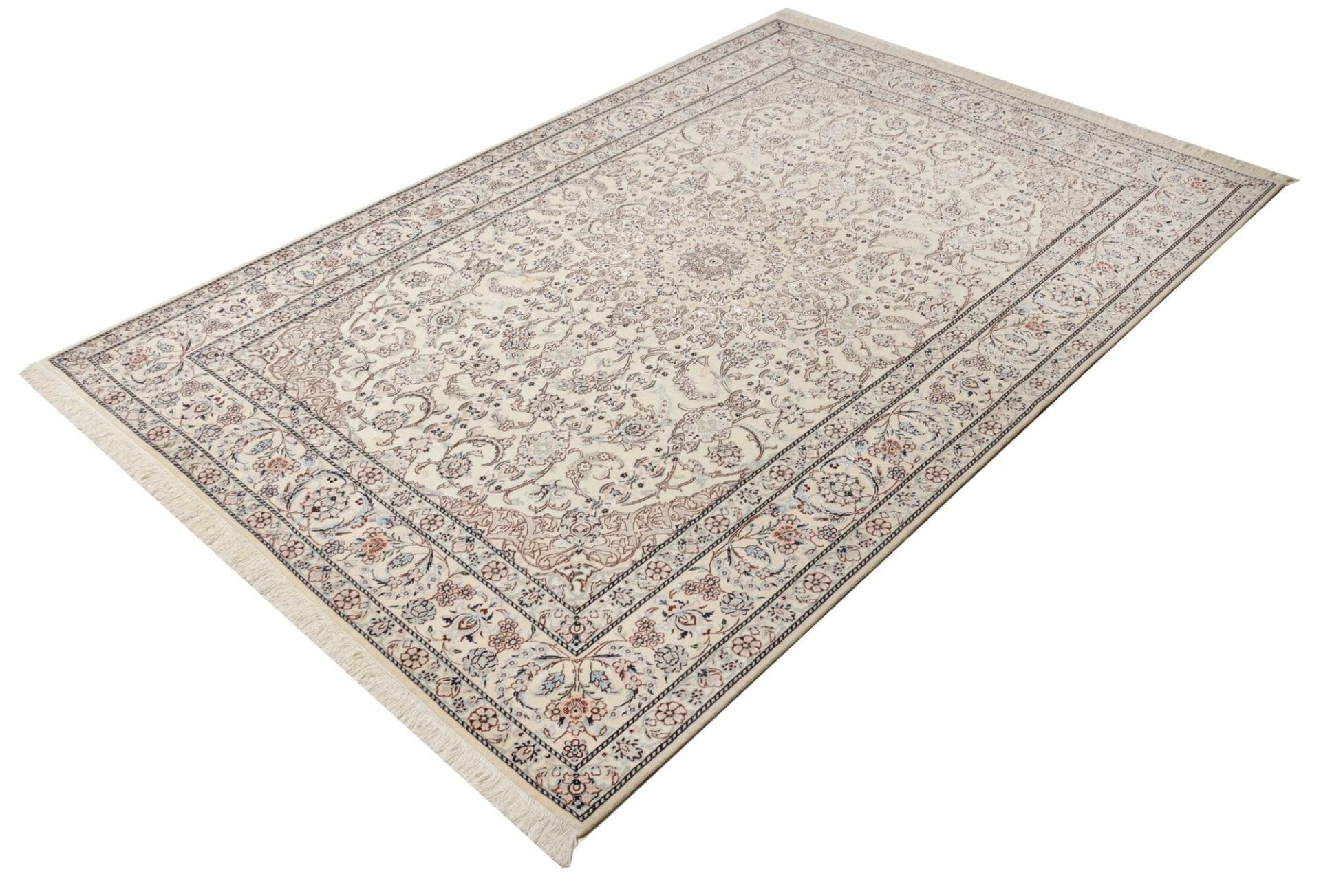 Nain Teppich 164 x 237 cm, florales Design, handgeknüpft