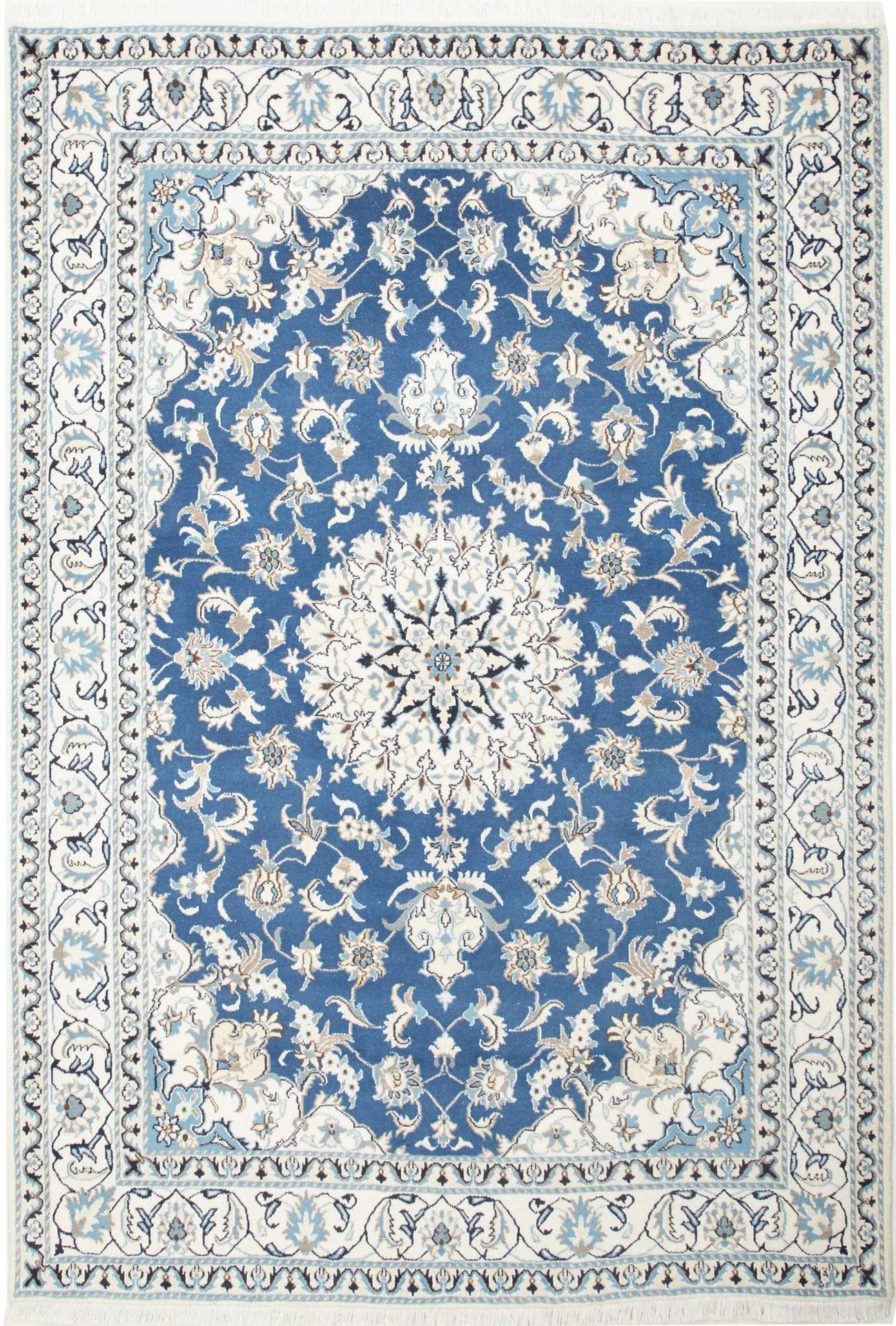 Nain Teppich 171 x 247 cm, handgeknüpft, florales Design, Perserteppich