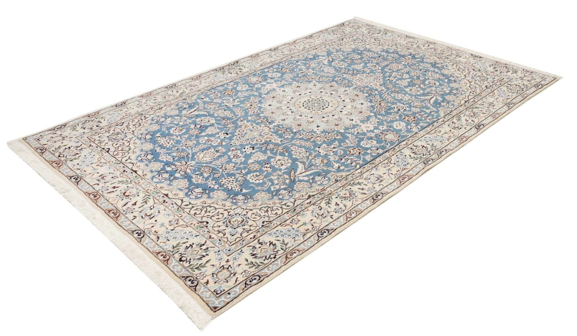 Nain Teppich 161 x 255 cm florales Muster, Schurwolle, handgeknüpft