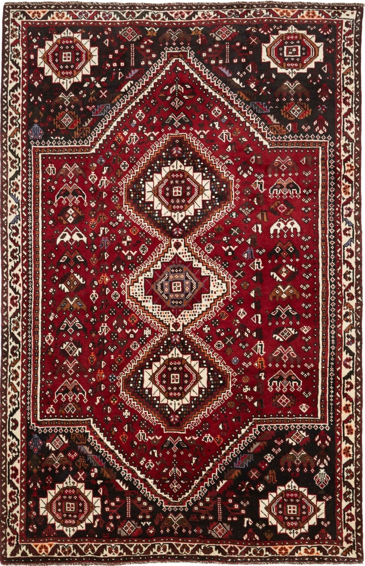 Orientteppich Shiraz 170 x 261cm aus Wolle, geometrisches Muster, handgeknüpft