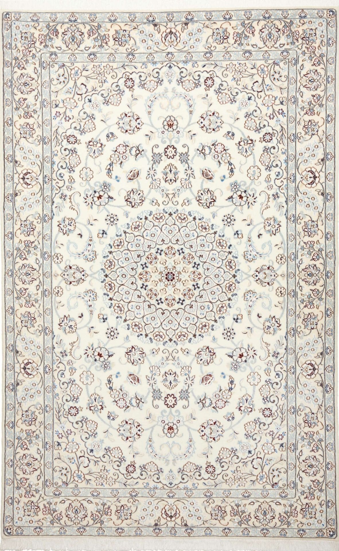 Nain Teppich 157 x 242 cm, florale Muster, handgeknüpft, Perserteppich