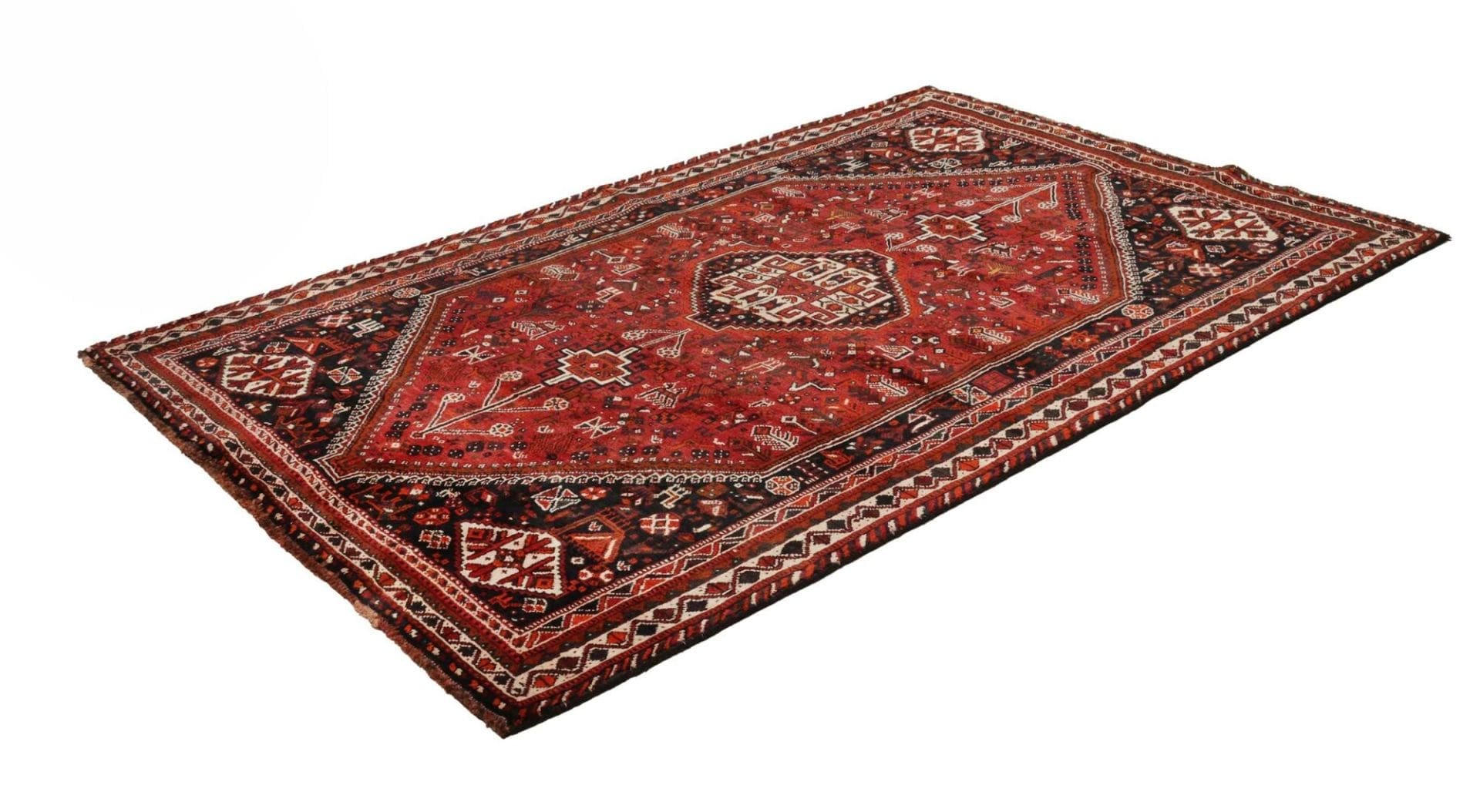 Shiraz Teppich 171 x 260 cm, Wolle, geometrische Muster, handgeknüpft