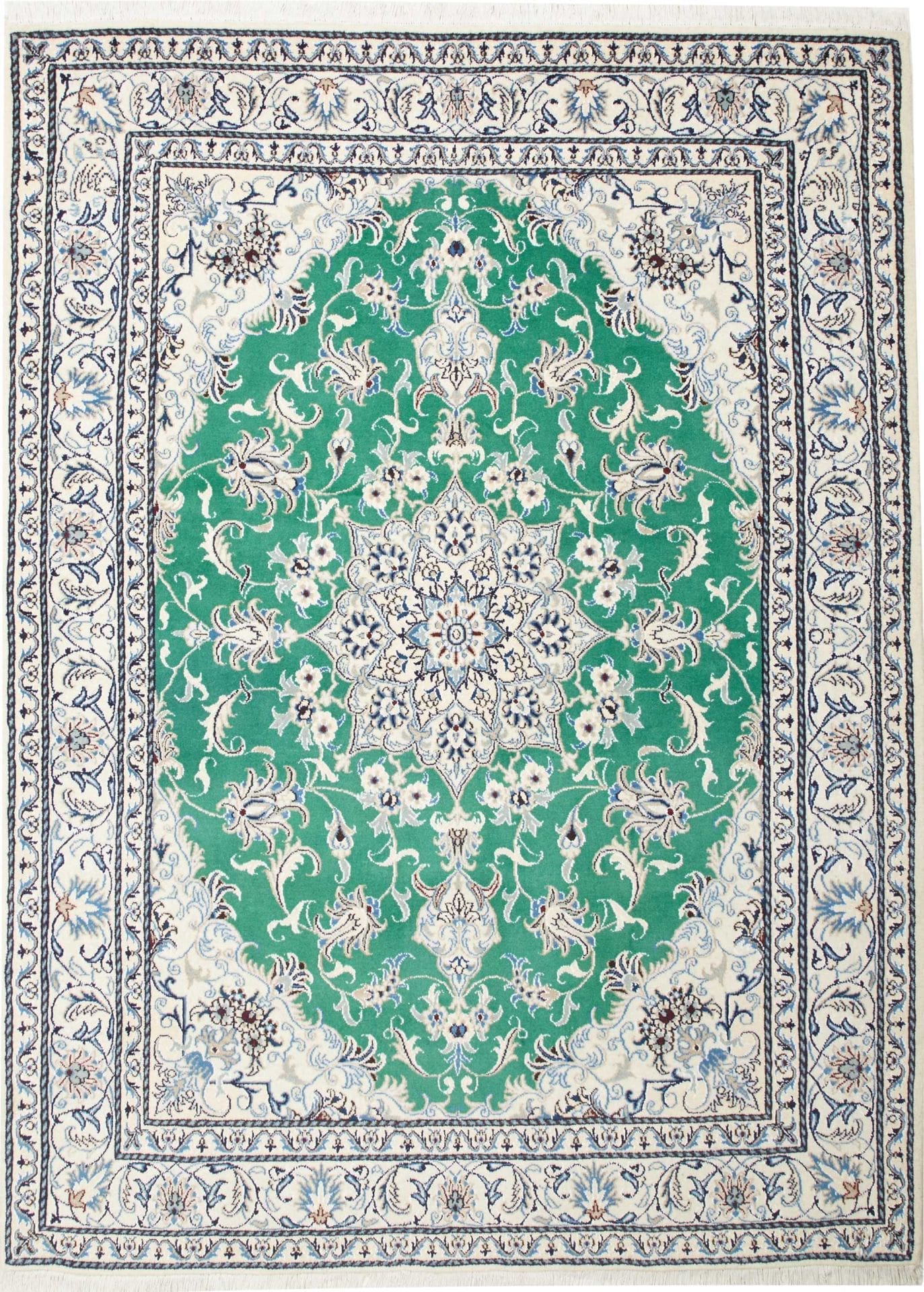 Nain Teppich 173 x 235 cm, florales Muster, handgeknüpft, Perserteppich H1