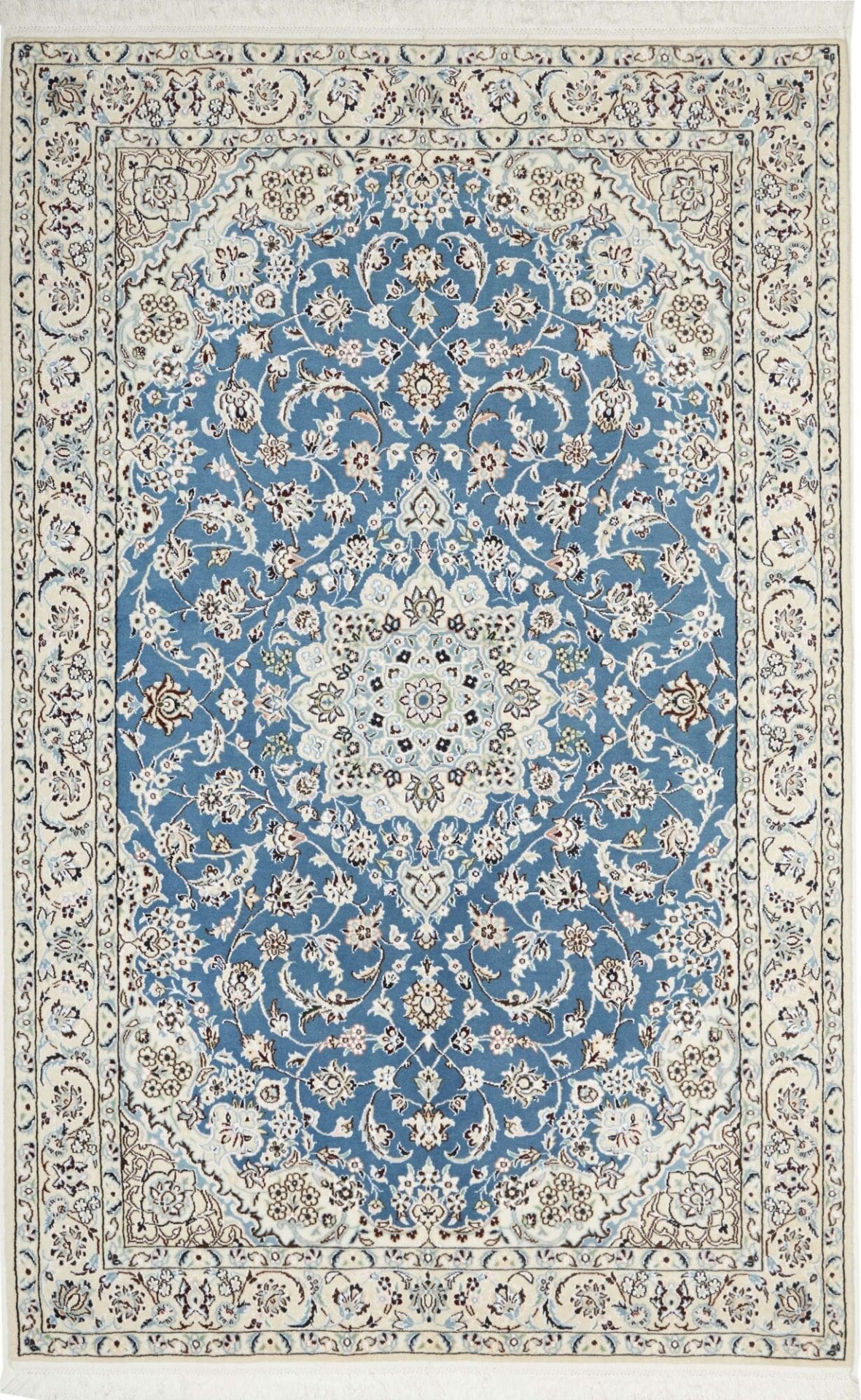 Nain Teppich 143 x 220 cm, florales Design, handgeknüpft