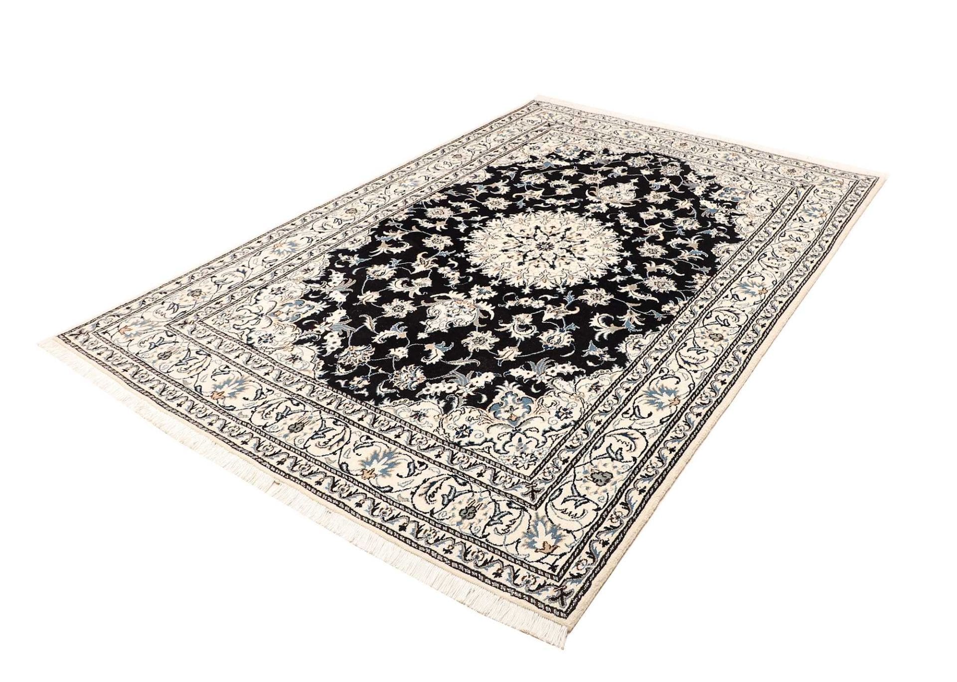 Nain Teppich 168 x 245cm, florale Muster, Schurwolle, handgeknüpft