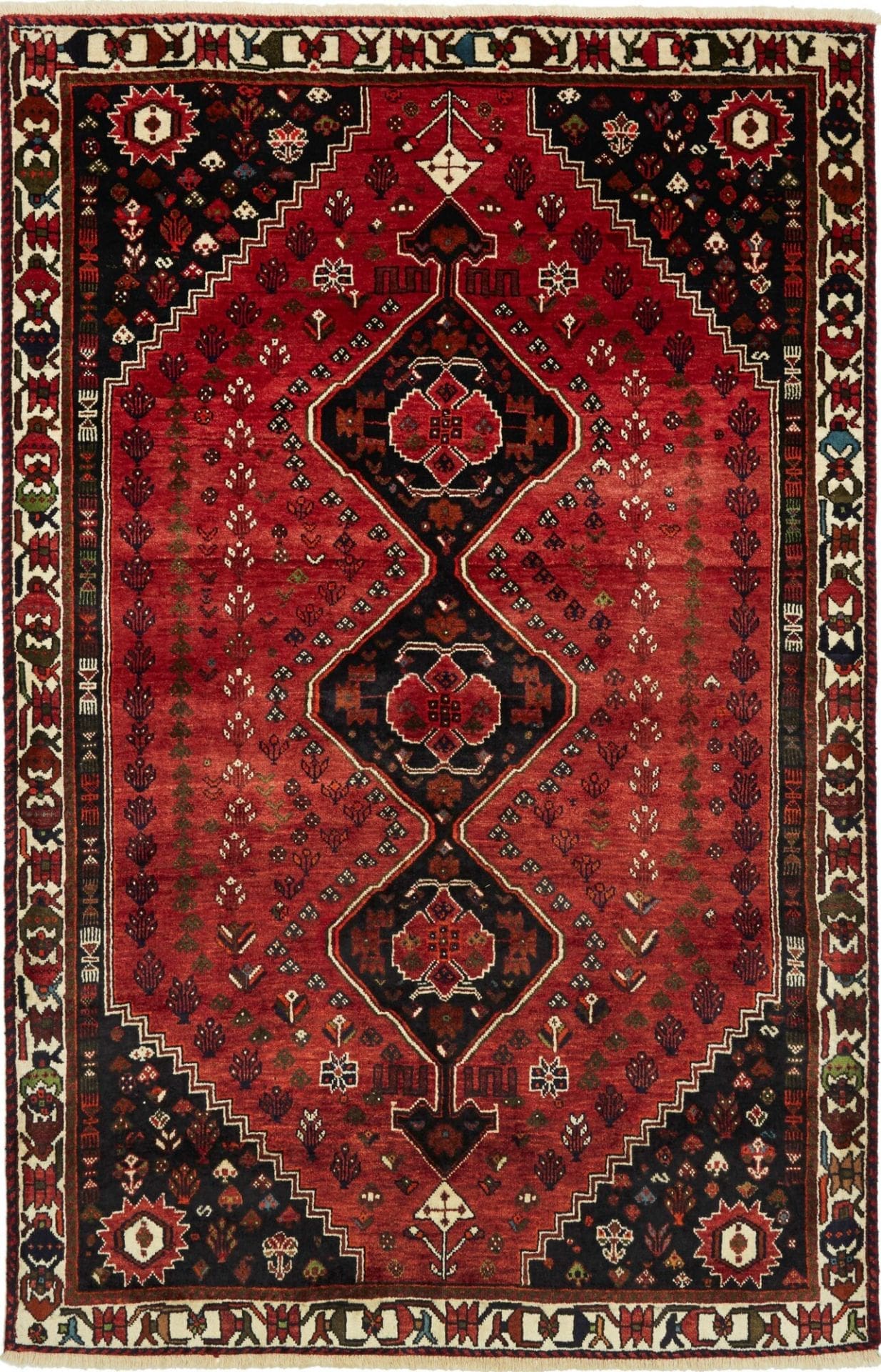 Shiraz Teppich 166 x 253 cm – Handgeknüpft, Wolle, geometrisch