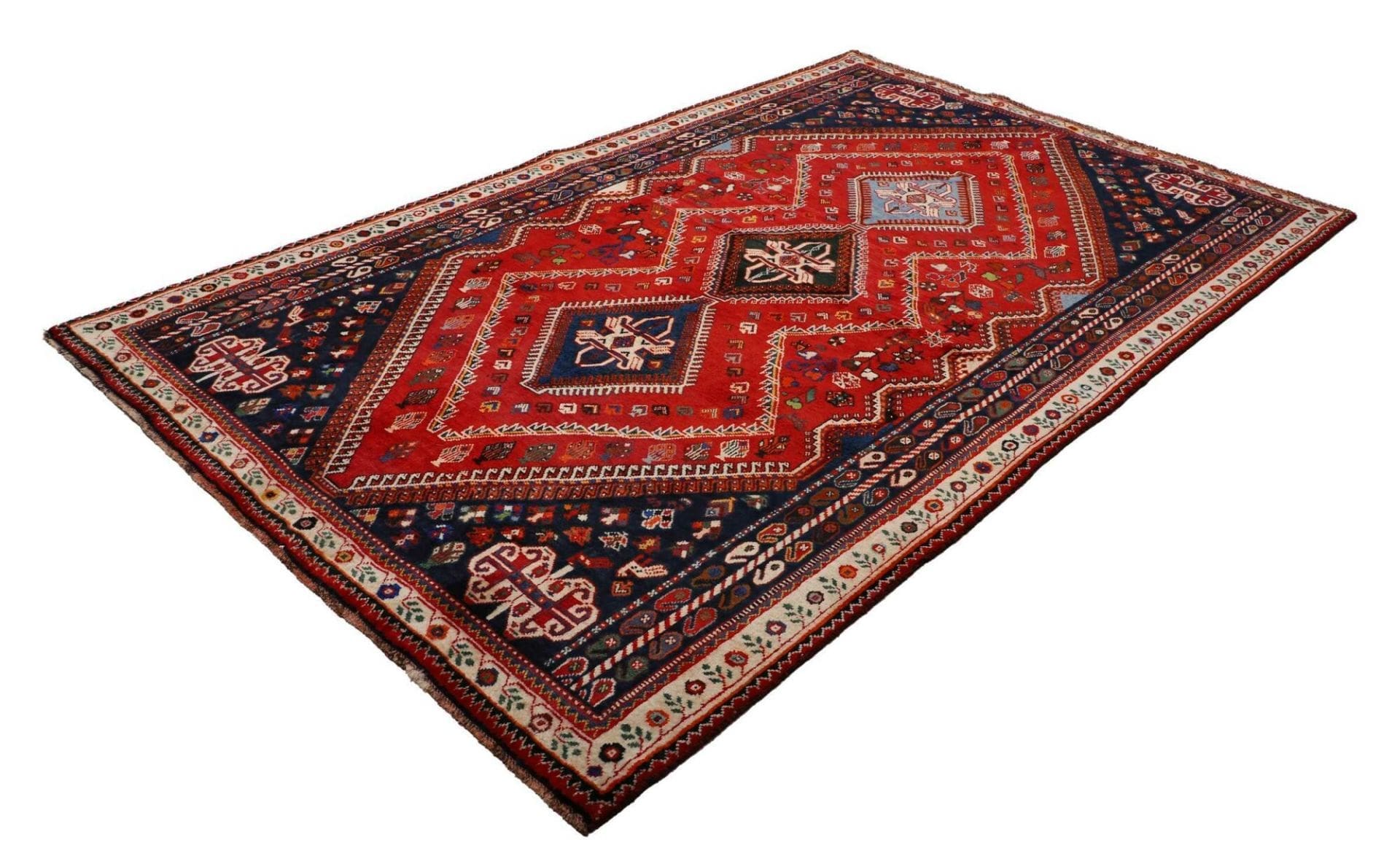 Shiraz Orientteppich 173 x 262cm, Wolle, geometrisches Muster, handgeknüpft