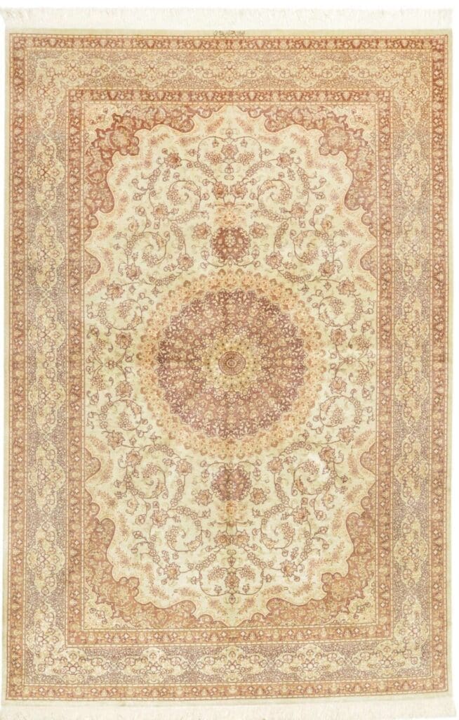 Eleganter Ghom Teppich 163 x 243 cm - Handgeknüpft, Seide, Perserteppich