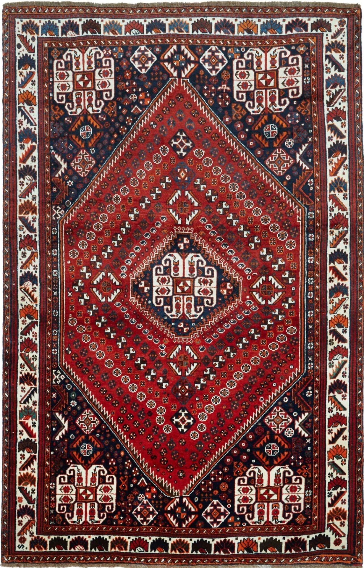 Shiraz Teppich 163 x 250cm, Wolle mit geometrischen Mustern, handgeknüpft
