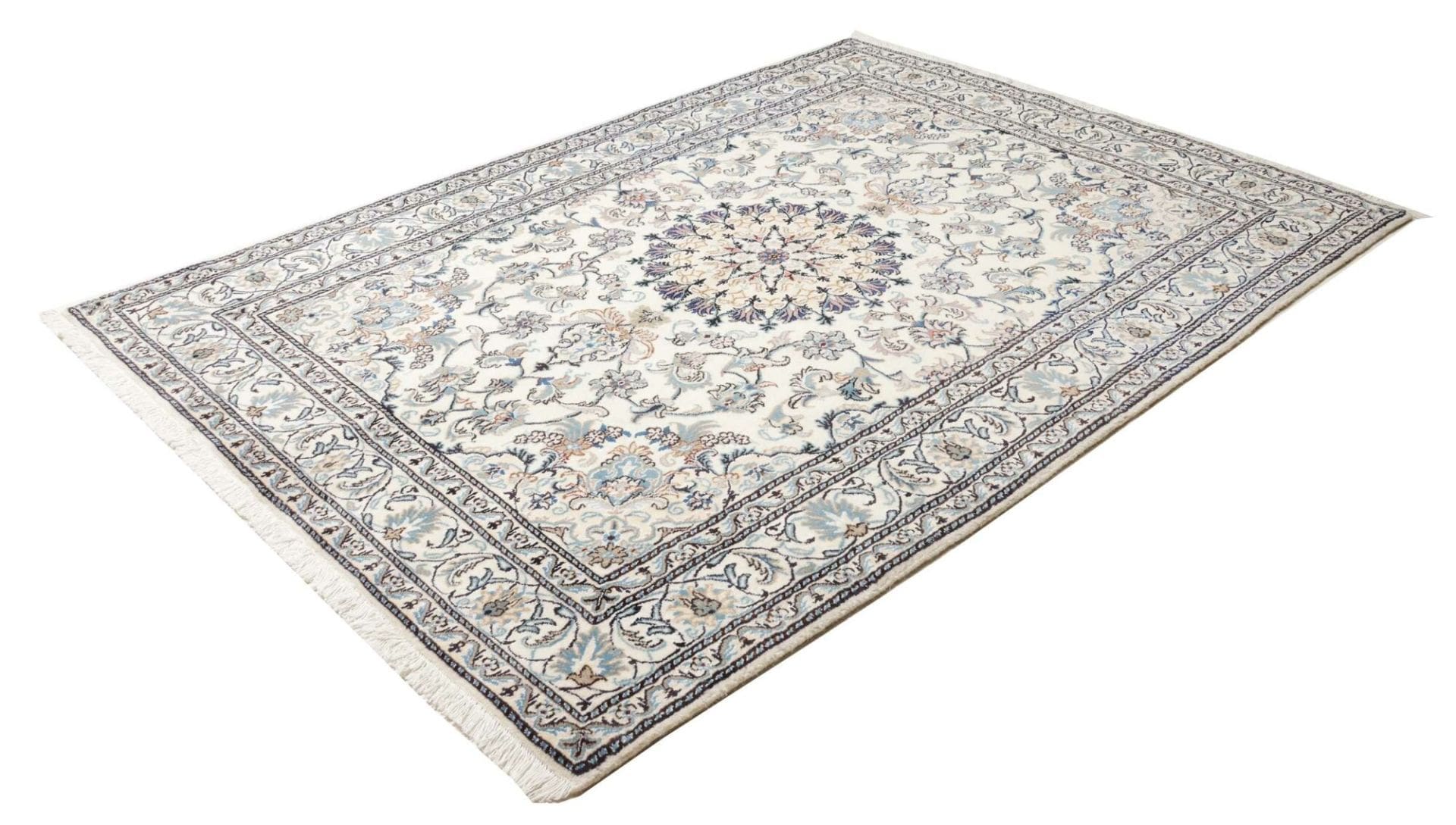Nain Teppich 168 x 240cm, florales Design, handgeknüpft, Perserteppich