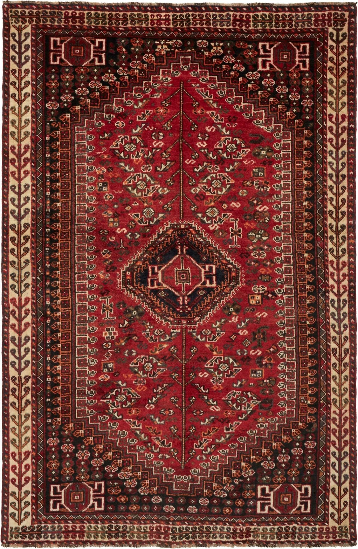 Shiraz Teppich 165 x 248 cm, Wolle, geometrische Muster, handgeknüpft