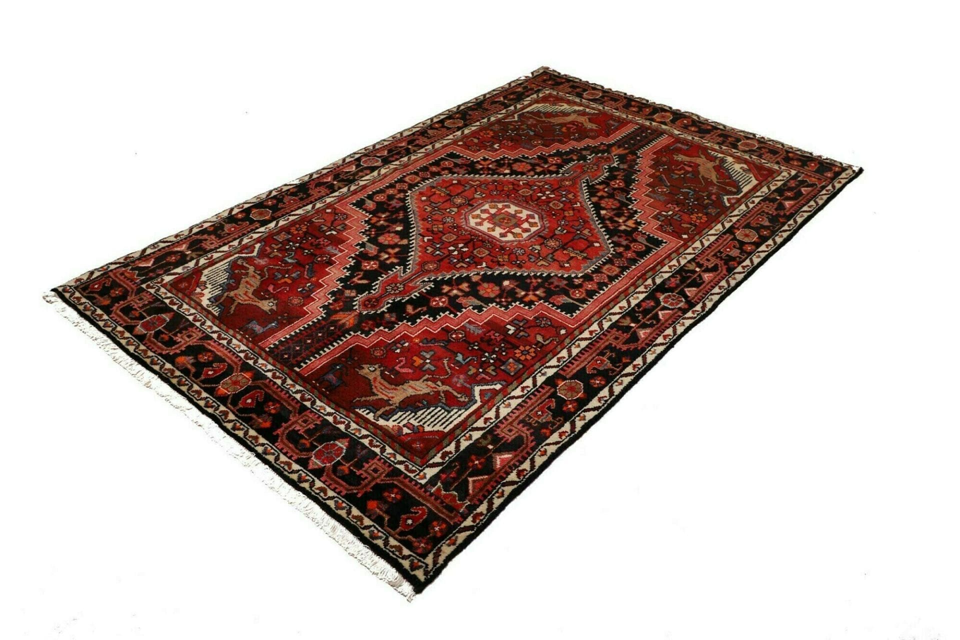 Orientteppich Hamadan 143 x 220cm, Schurwolle, geometrisches Muster, handgeknüpft