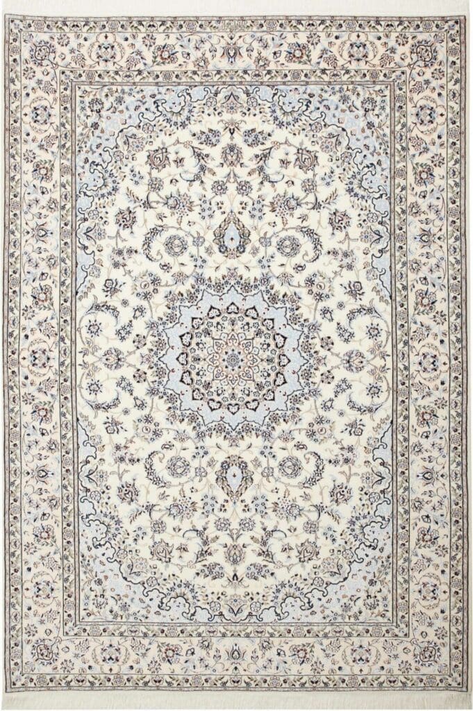 Nain Teppich 163 x 231 cm, florales Muster, handgeknüpft, Perserteppich