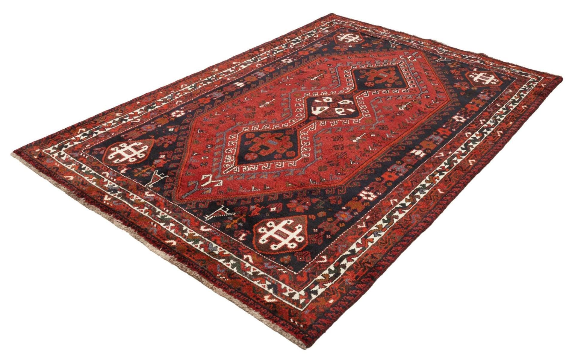 Shiraz Teppich 173 x 250cm, Wolle, geometrische Muster, handgeknüpft