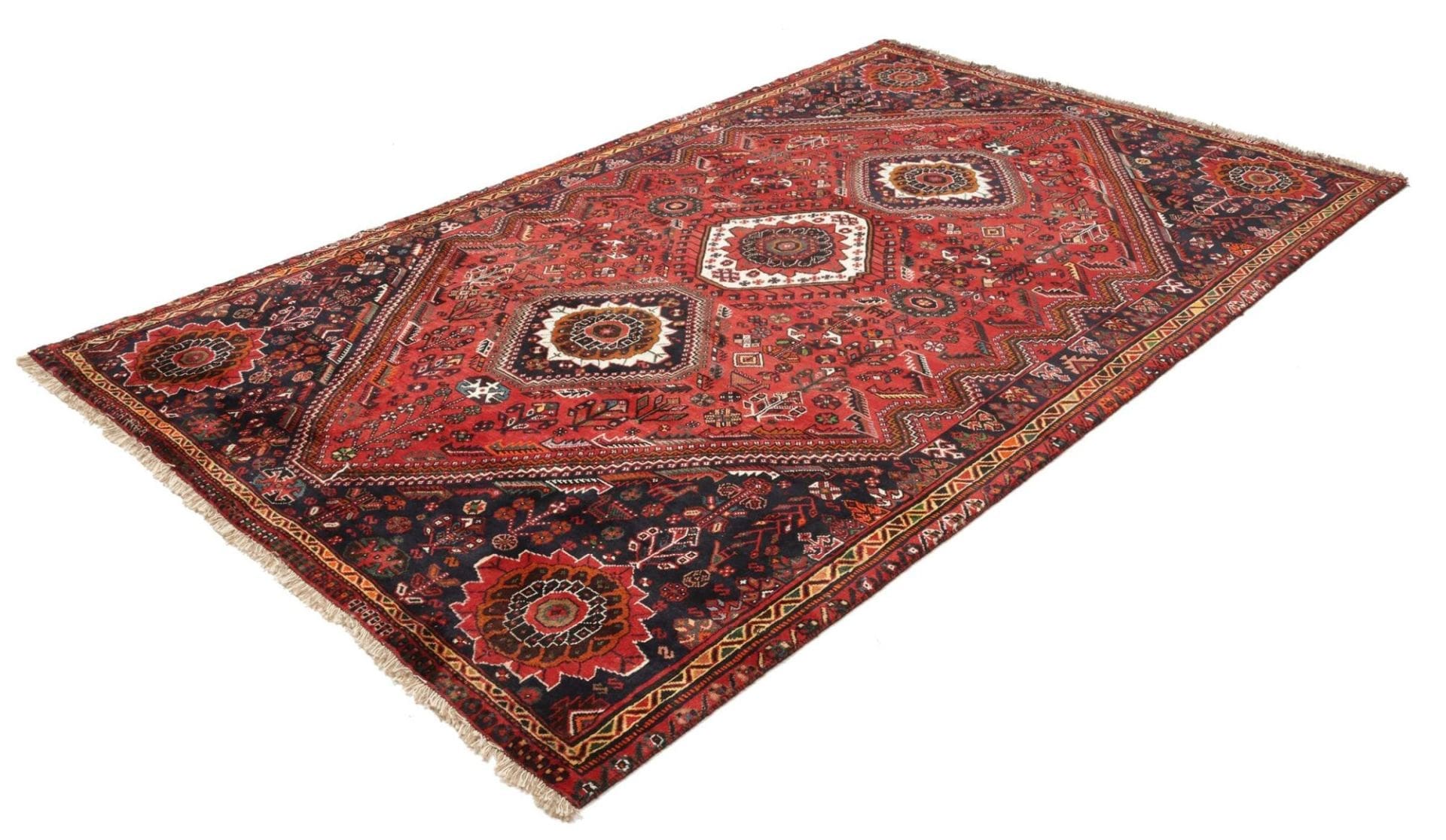 Shiraz Teppich 171 x 273 cm, Wolle, geometrische Muster, handgeknüpft