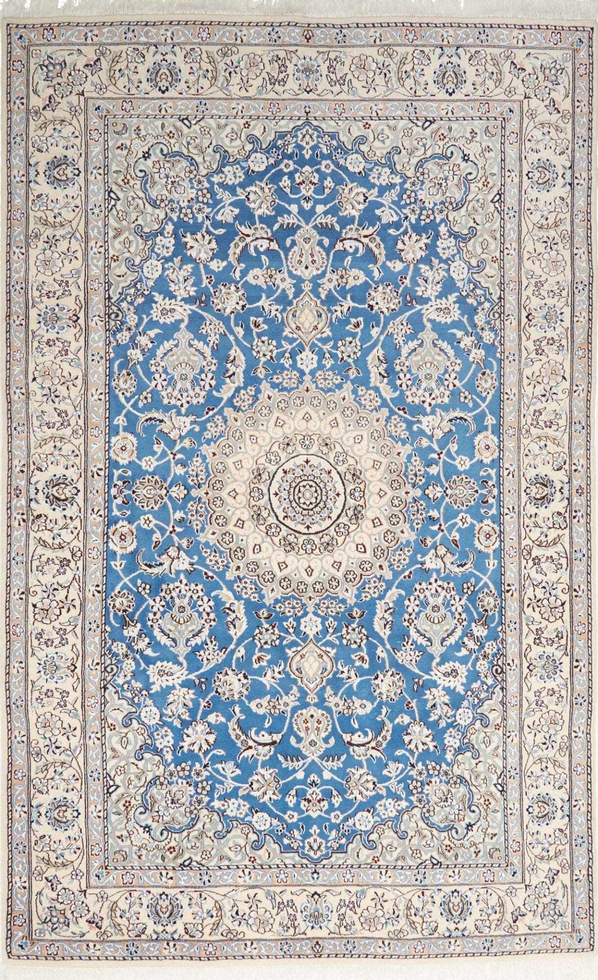Nain Teppich 155 x 249 cm, florale Muster, handgeknüpft, Perserteppich