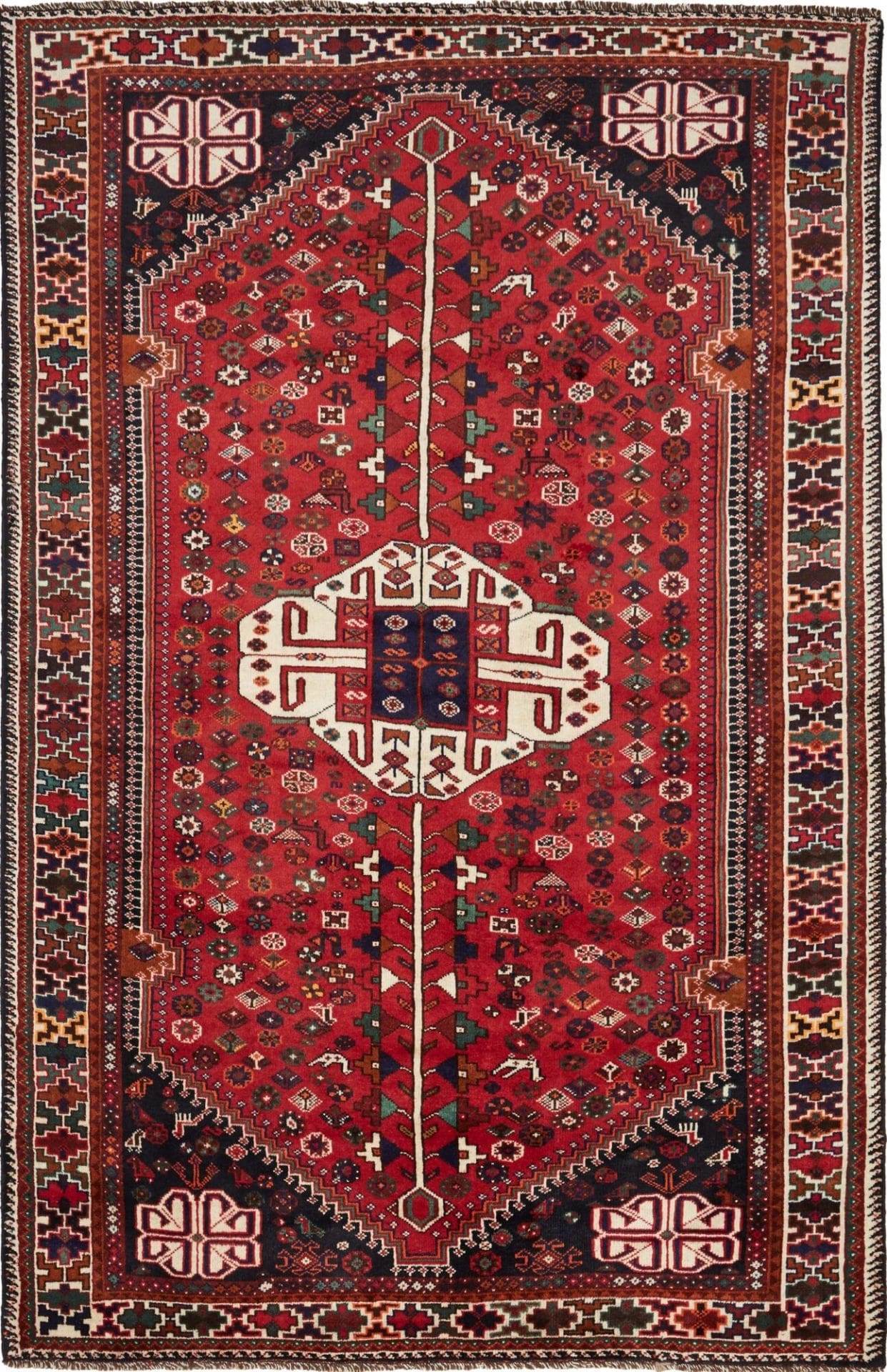 Shiraz Teppich 171 x 255cm, Wolle, geometrisches Muster, handgeknüpft