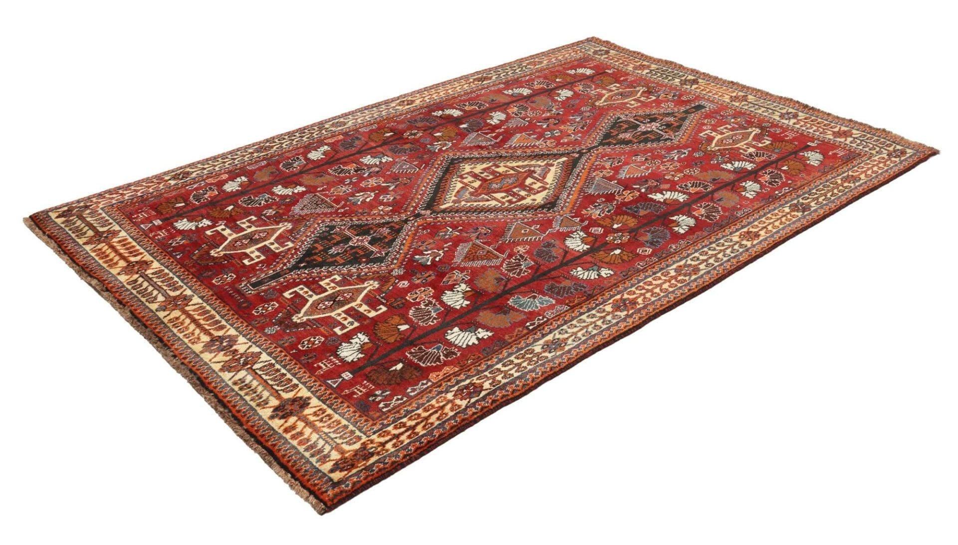 Gashghai Teppich 163 x 240cm, handgeknüpft, aus Schurwolle, bunt