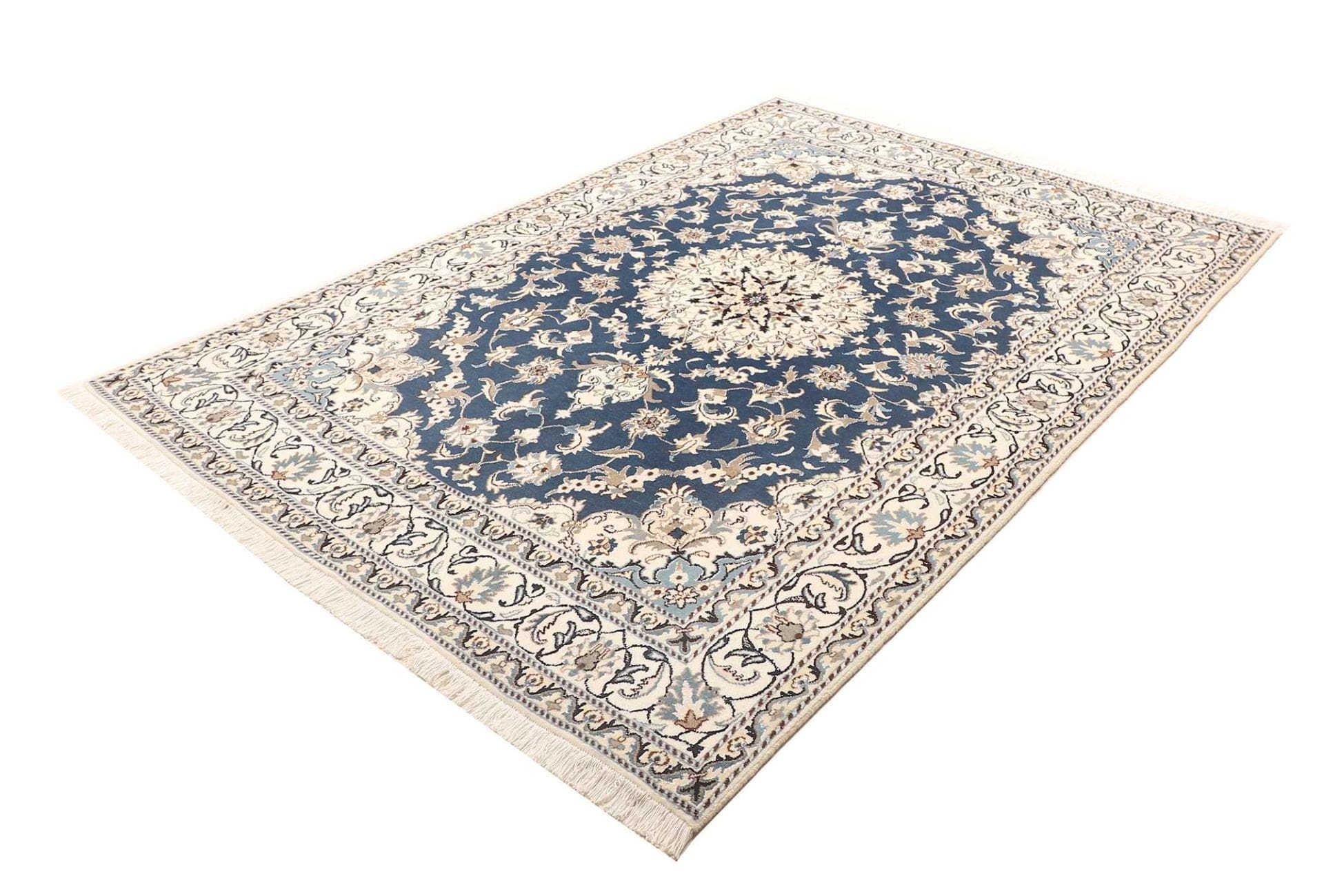 Nain Teppich 168 x 230 cm, florale Muster, Schurwolle, handgeknüpft