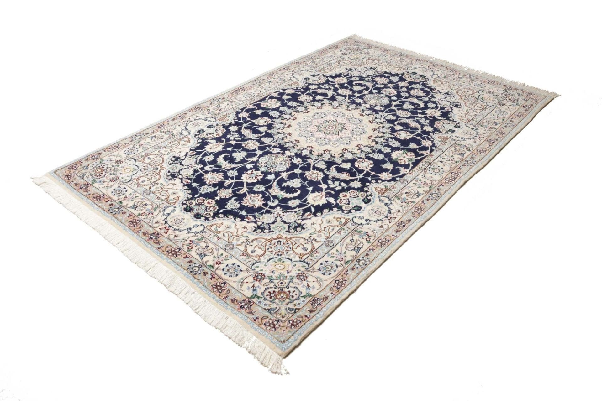 Nain Teppich 153 x 235 cm, florale Muster, handgeknüpft, Perserteppich