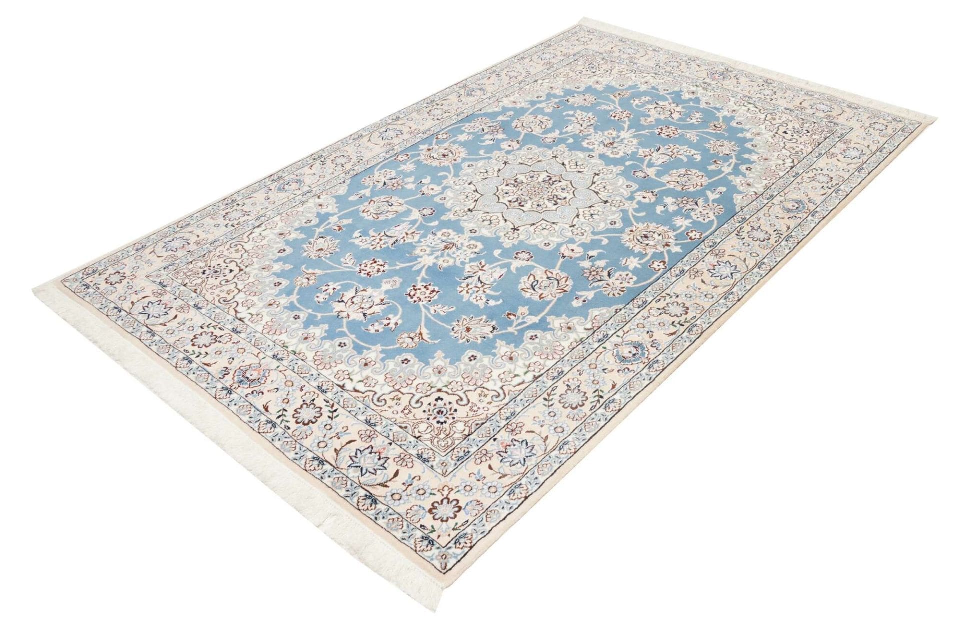 Nain Teppich 143 x 215cm, florales Muster, handgeknüpft