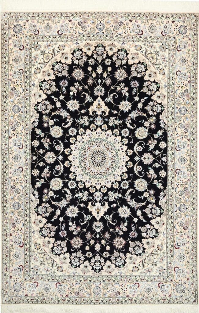 Nain Teppich 161 x 248cm, florales Muster, Schurwolle, handgeknüpft