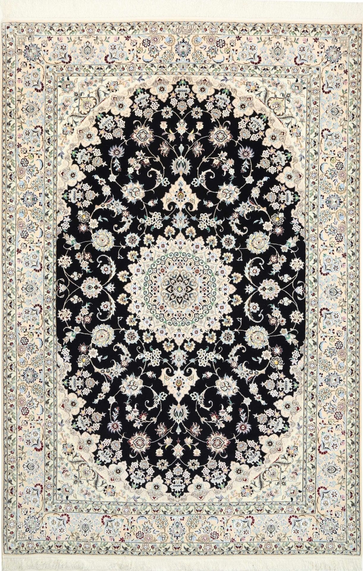 Nain Teppich 161 x 248cm, florales Muster, Schurwolle, handgeknüpft