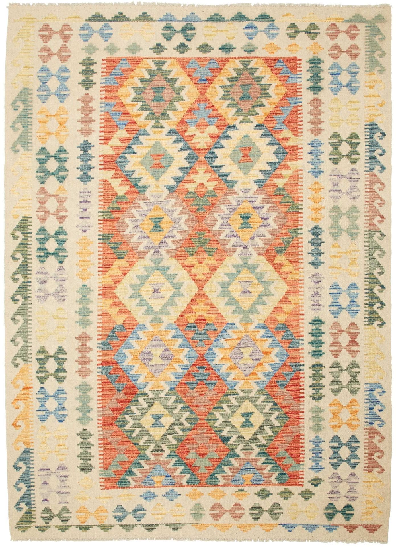 Kelim Teppich 173 x 234 cm, handgewebt, rustikales Flair