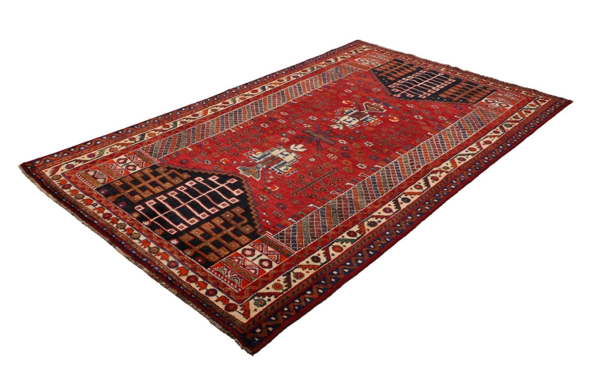 Shiraz Teppich 155 x 243cm - Wolle mit geometrischen Mustern, handgeknüpft