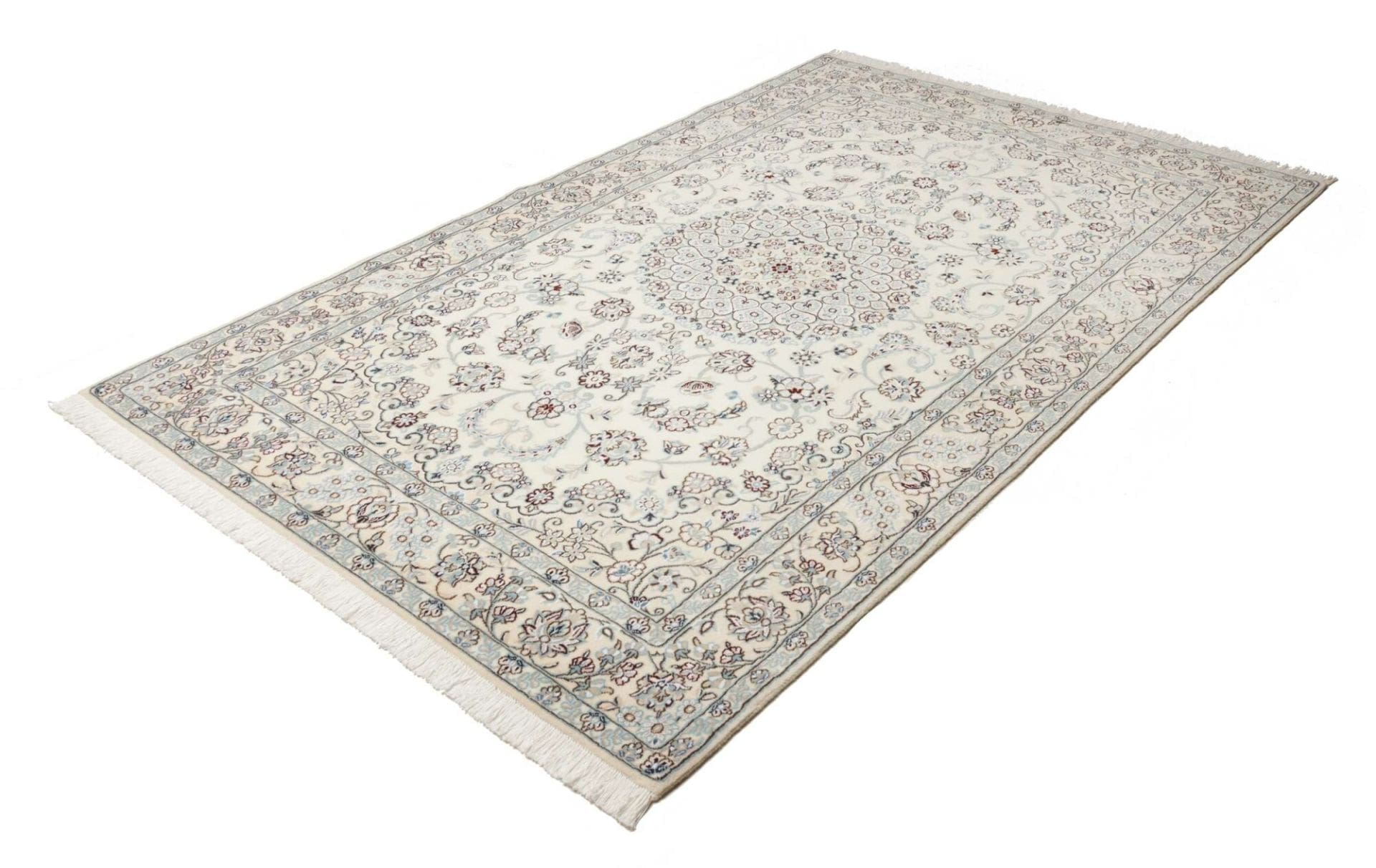 Nain Teppich 157 x 242 cm, florale Muster, handgeknüpft, Perserteppich