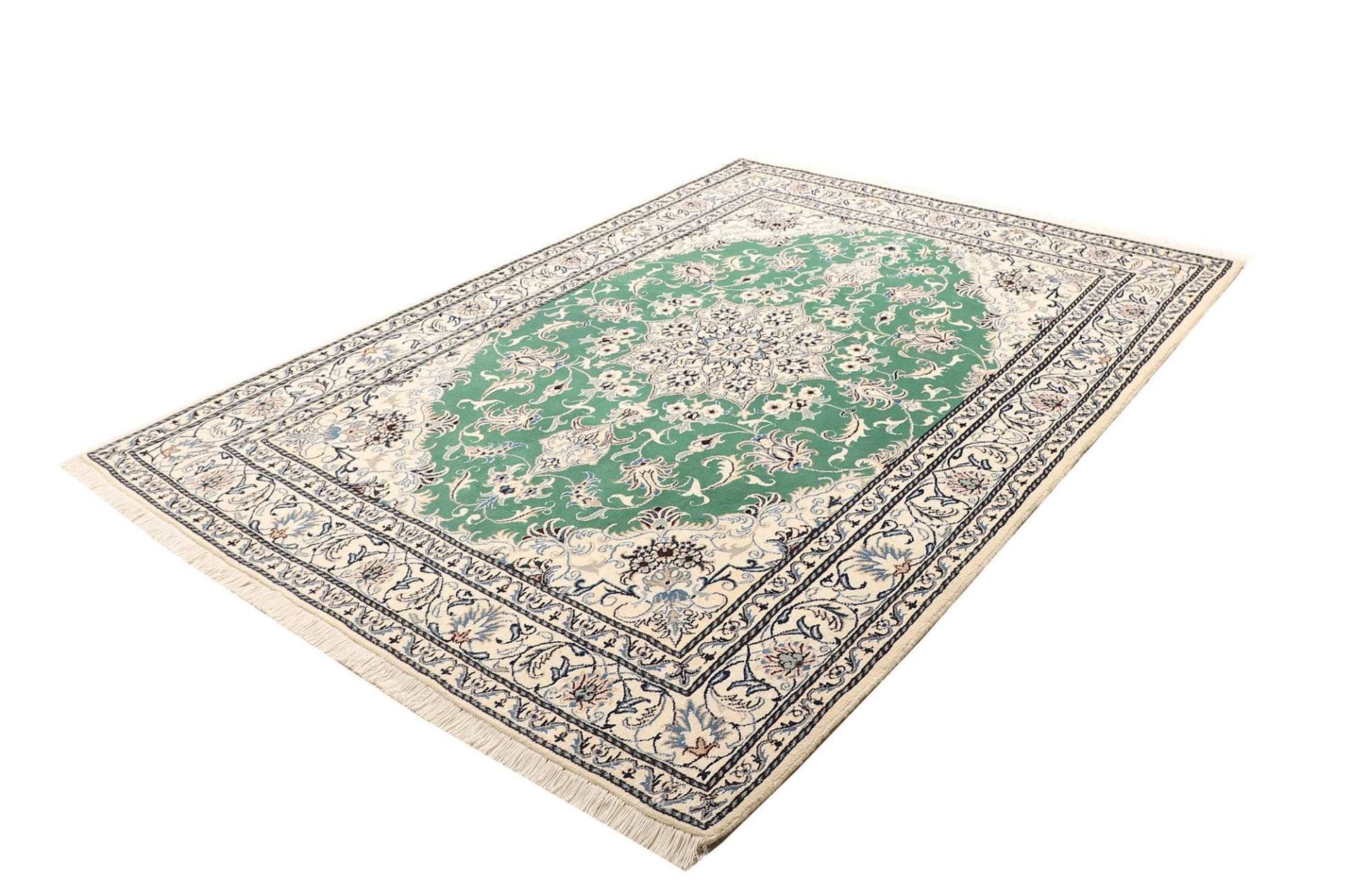 Nain Teppich 173 x 235 cm, florales Muster, handgeknüpft, Perserteppich H1