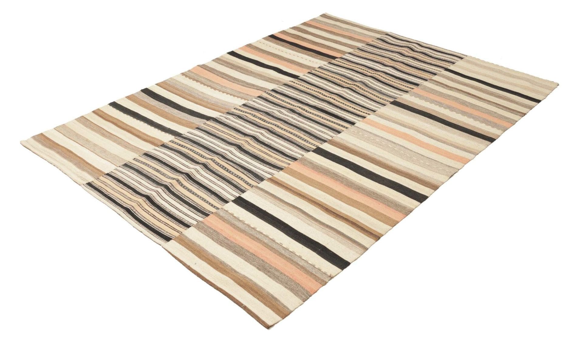 Kelim Teppich 169 x 217 cm, handgewebt, rustikales Flair, warm