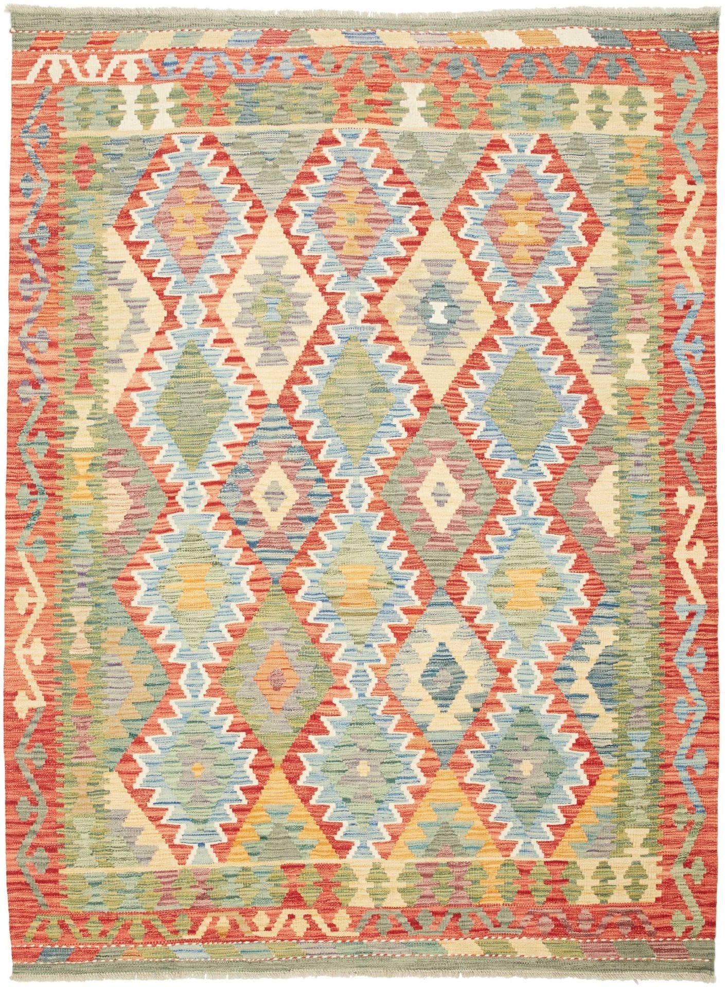 Kelim Teppich 162 x 214 cm, handgewebt, rustikales Flair