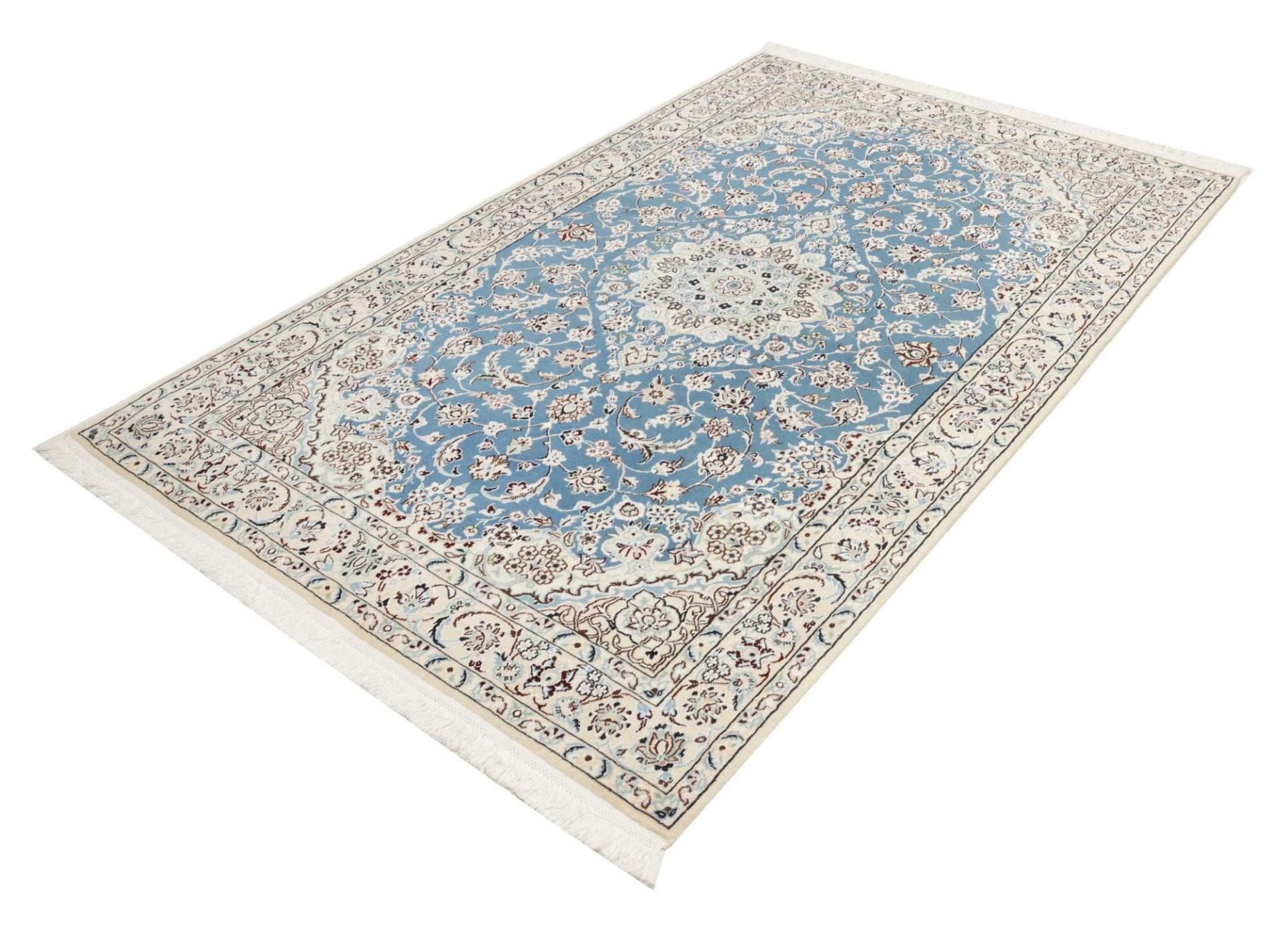 Nain Teppich 143 x 220 cm, florales Design, handgeknüpft