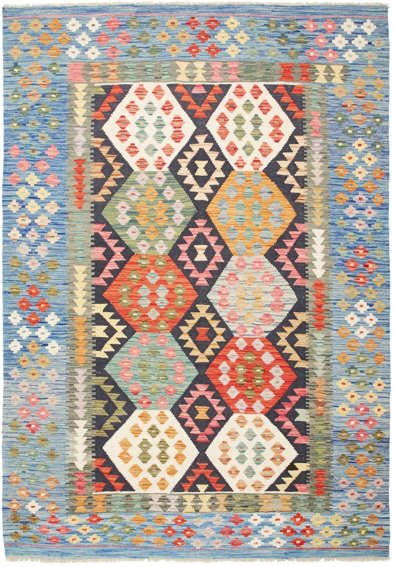 Kelim Teppich 170 x 239 cm, handgewebt, rustikales Flair