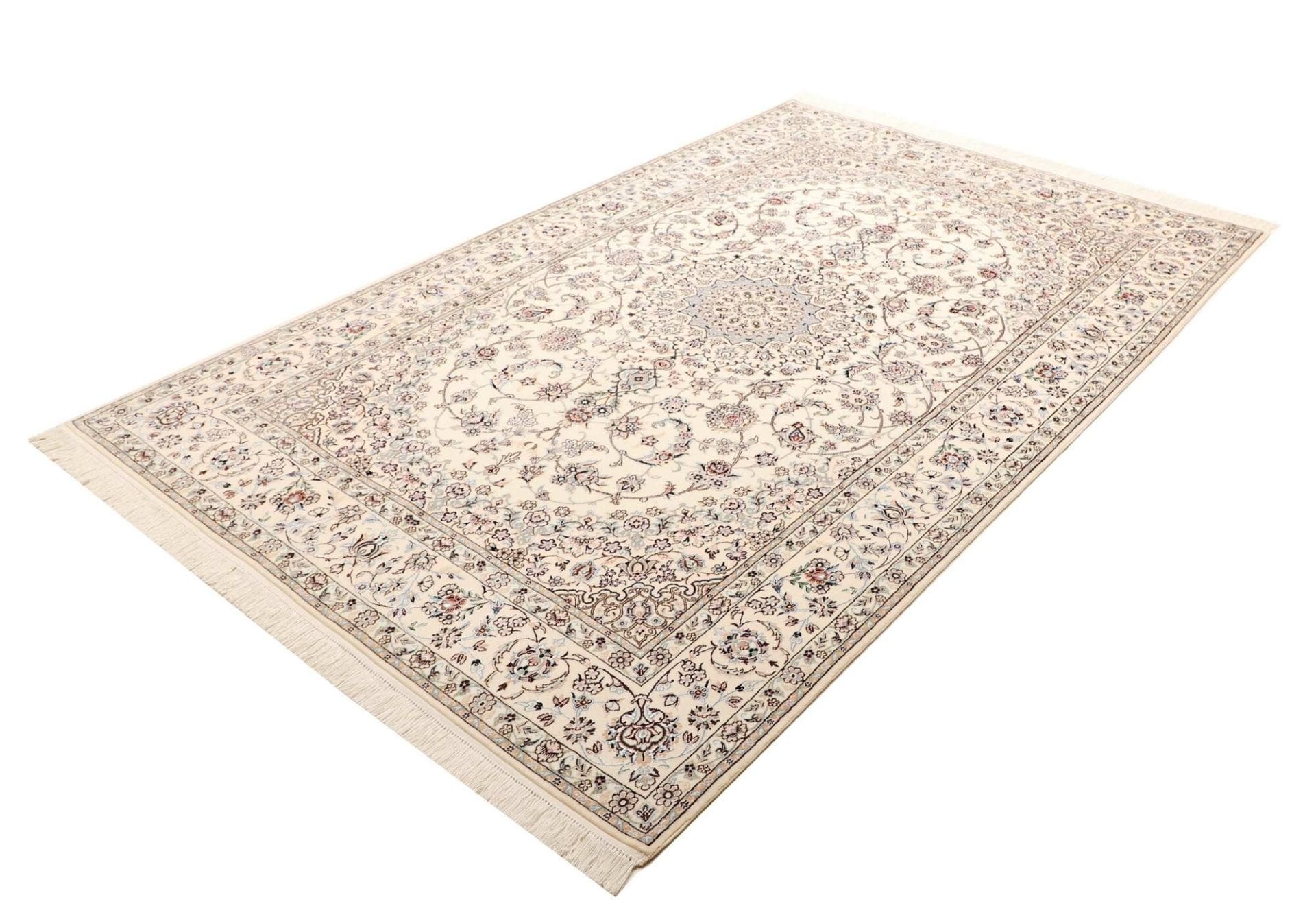 Nain Teppich 162 x 244 cm, florales Muster, handgeknüpft