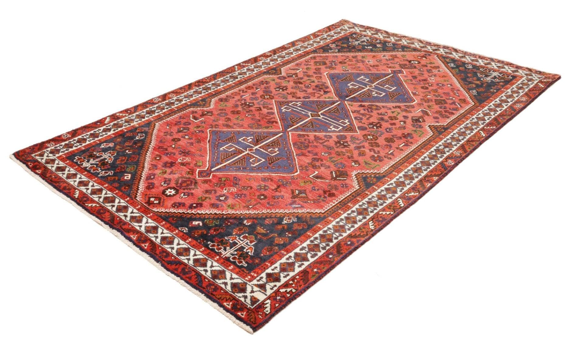 Shiraz Teppich 163 x 258cm, Wolle, geometrisches Muster, handgeknüpft