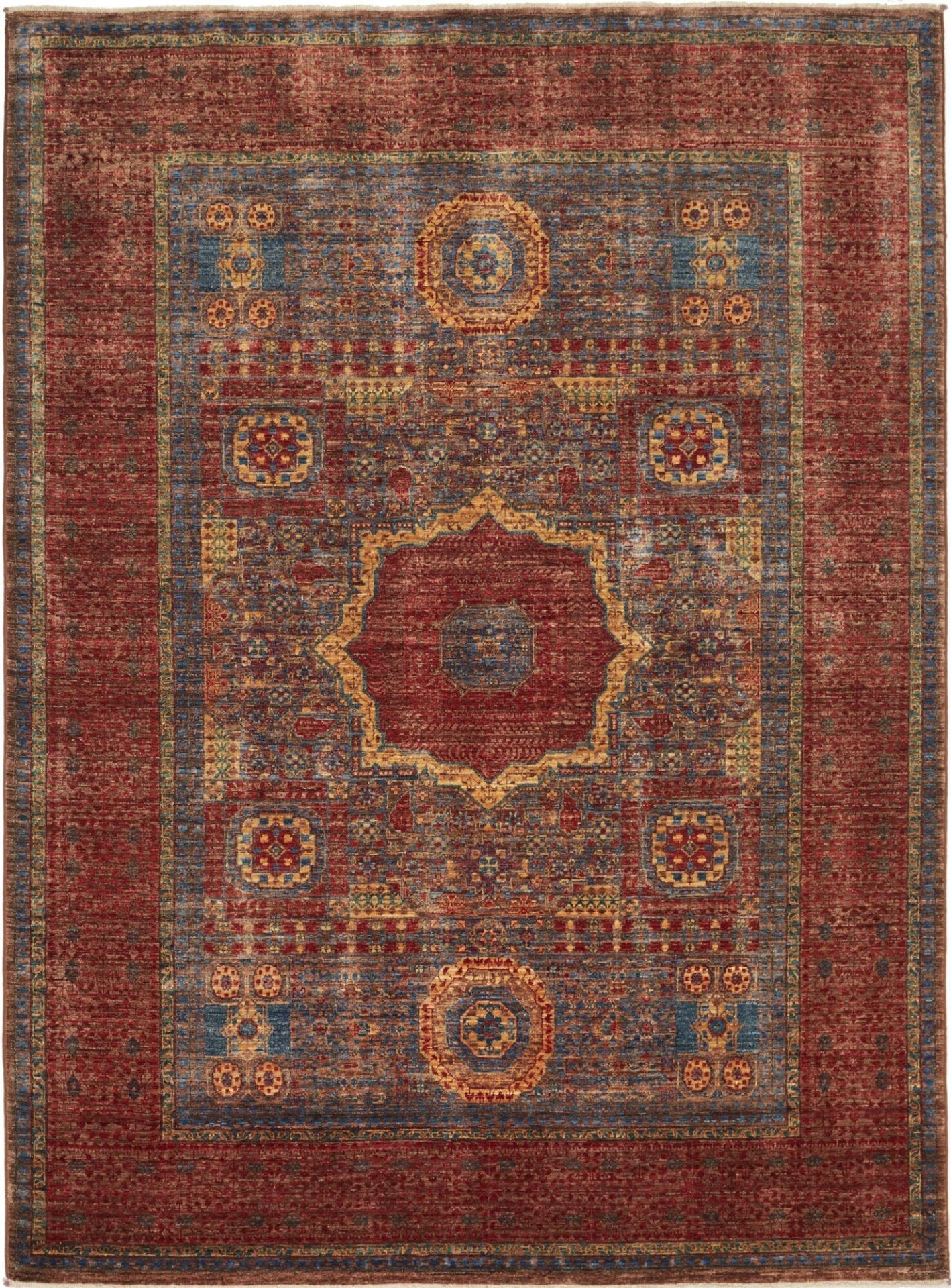 Mamluk Orientteppich 176 x 237 cm aus Schurwolle, handgeknüpft