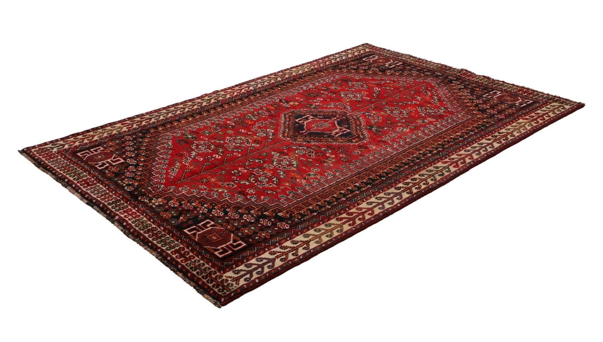Shiraz Teppich 165 x 248 cm, Wolle, geometrische Muster, handgeknüpft