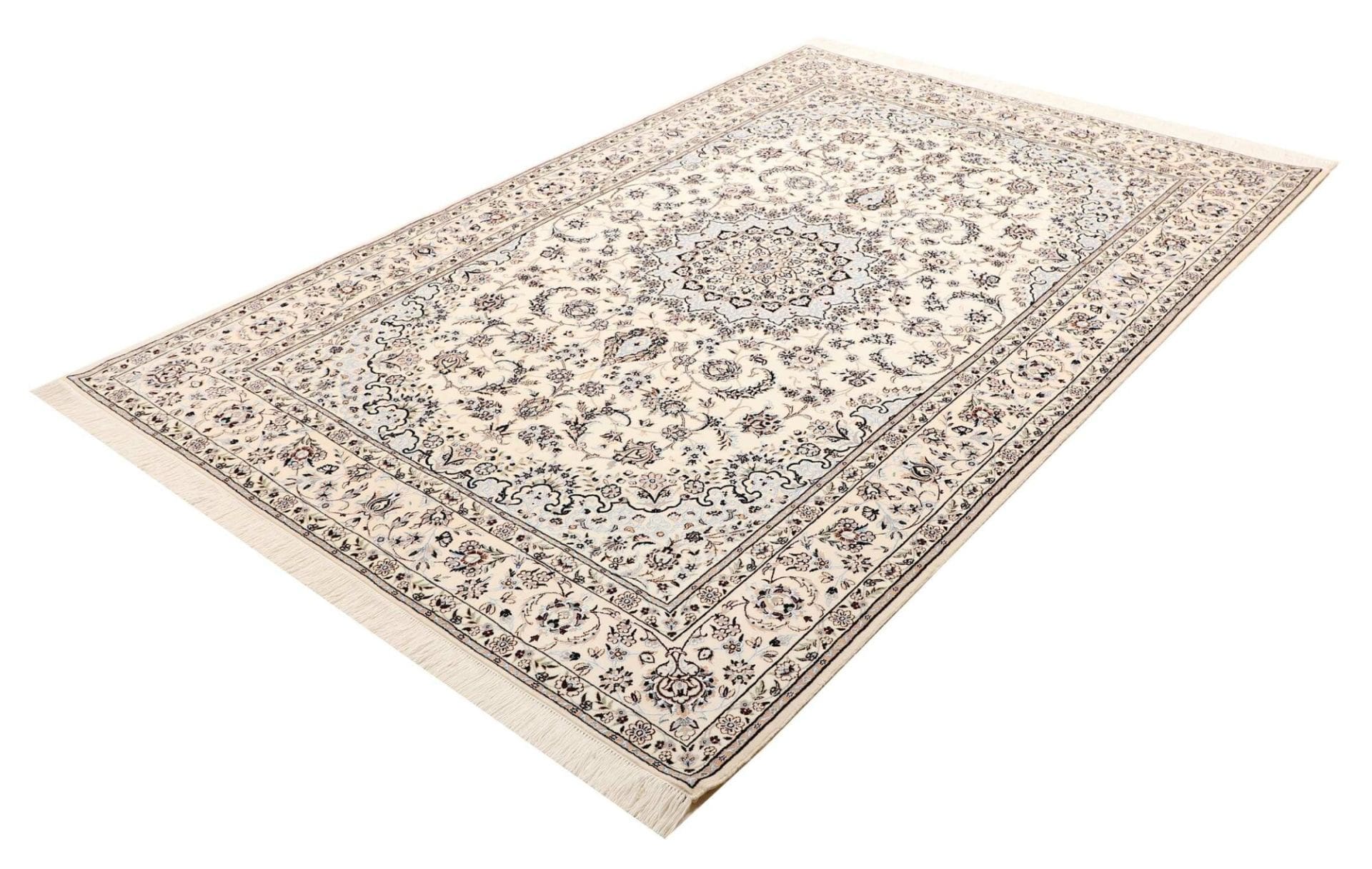 Nain Teppich 163 x 231 cm, florales Muster, handgeknüpft, Perserteppich